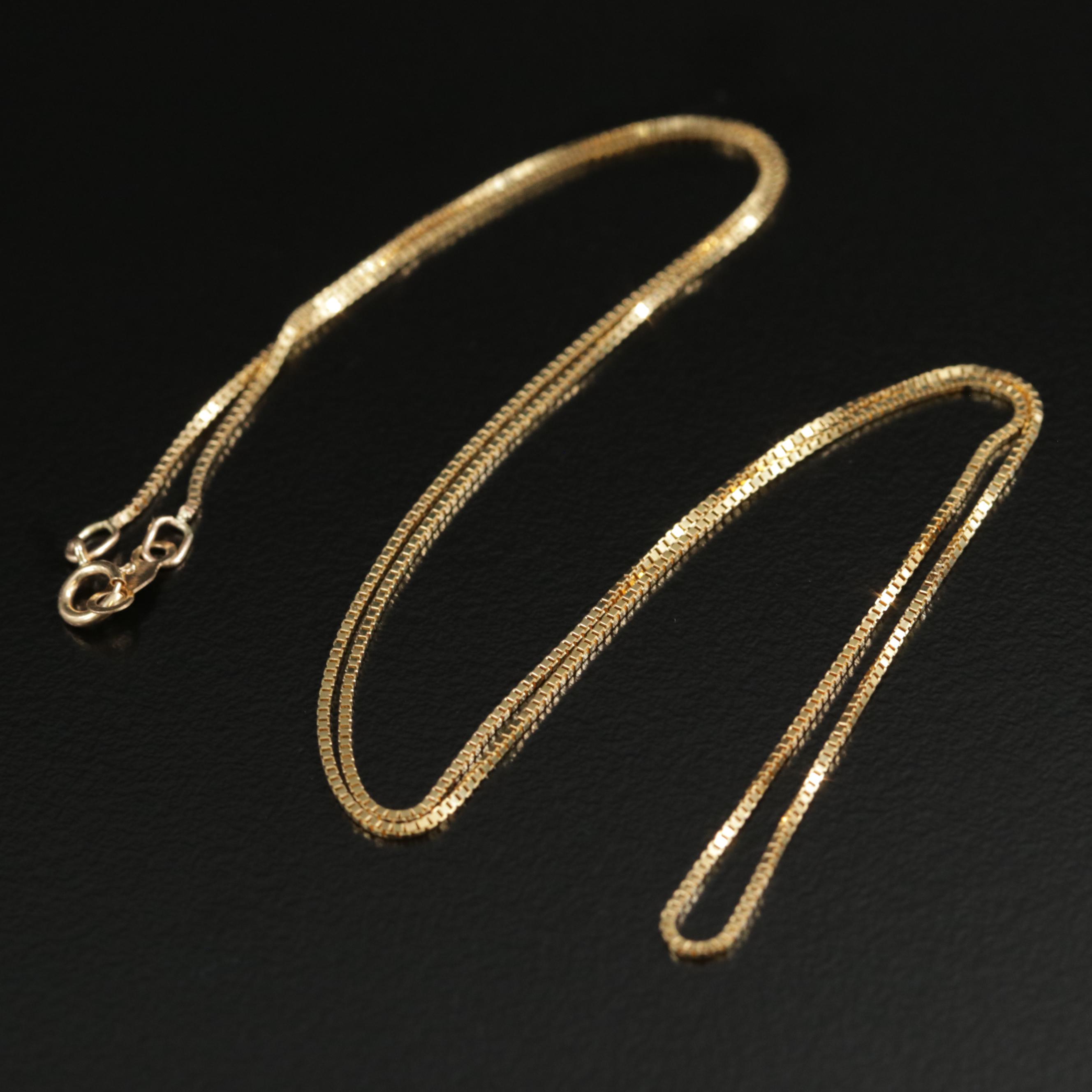 Vintage Krementz 14K Yellow Gold Box Chain Necklace