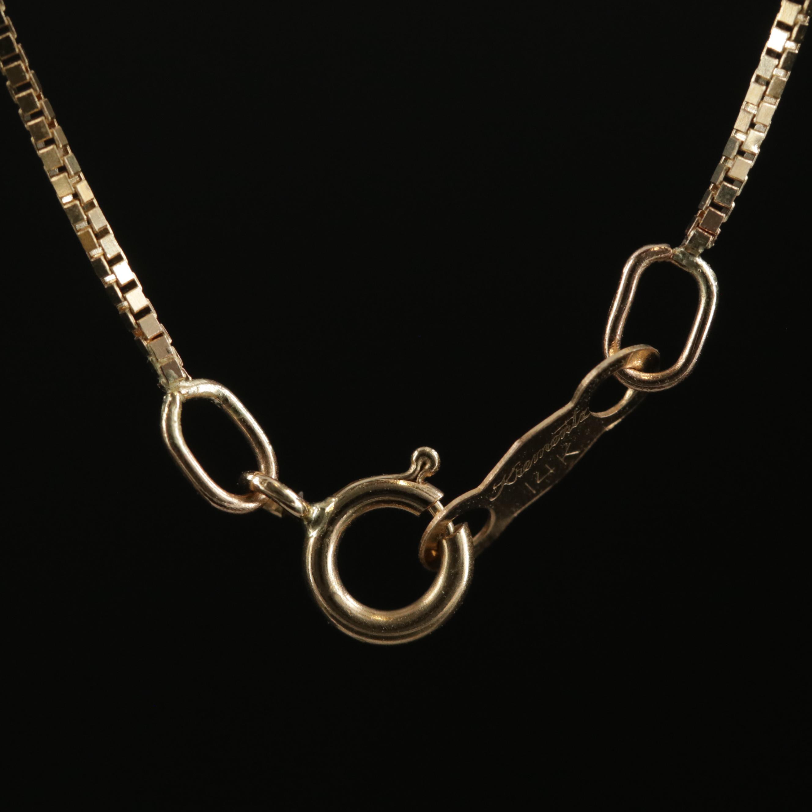 Vintage Krementz 14K Yellow Gold Box Chain Necklace