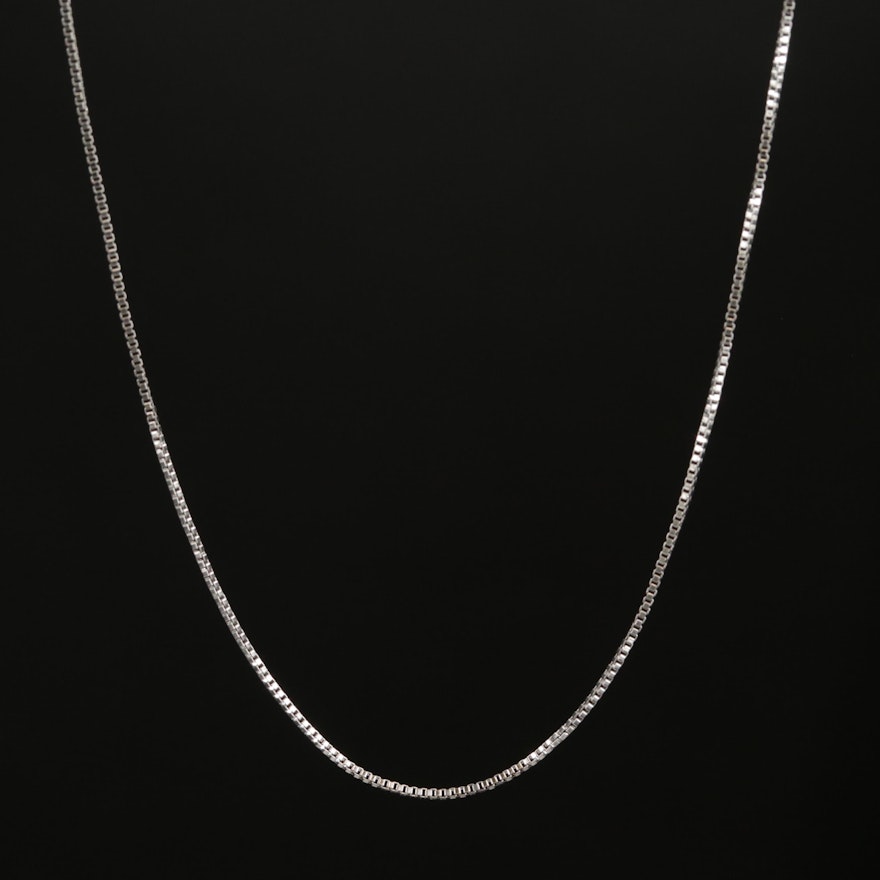 14K White Gold Box Chain Necklace