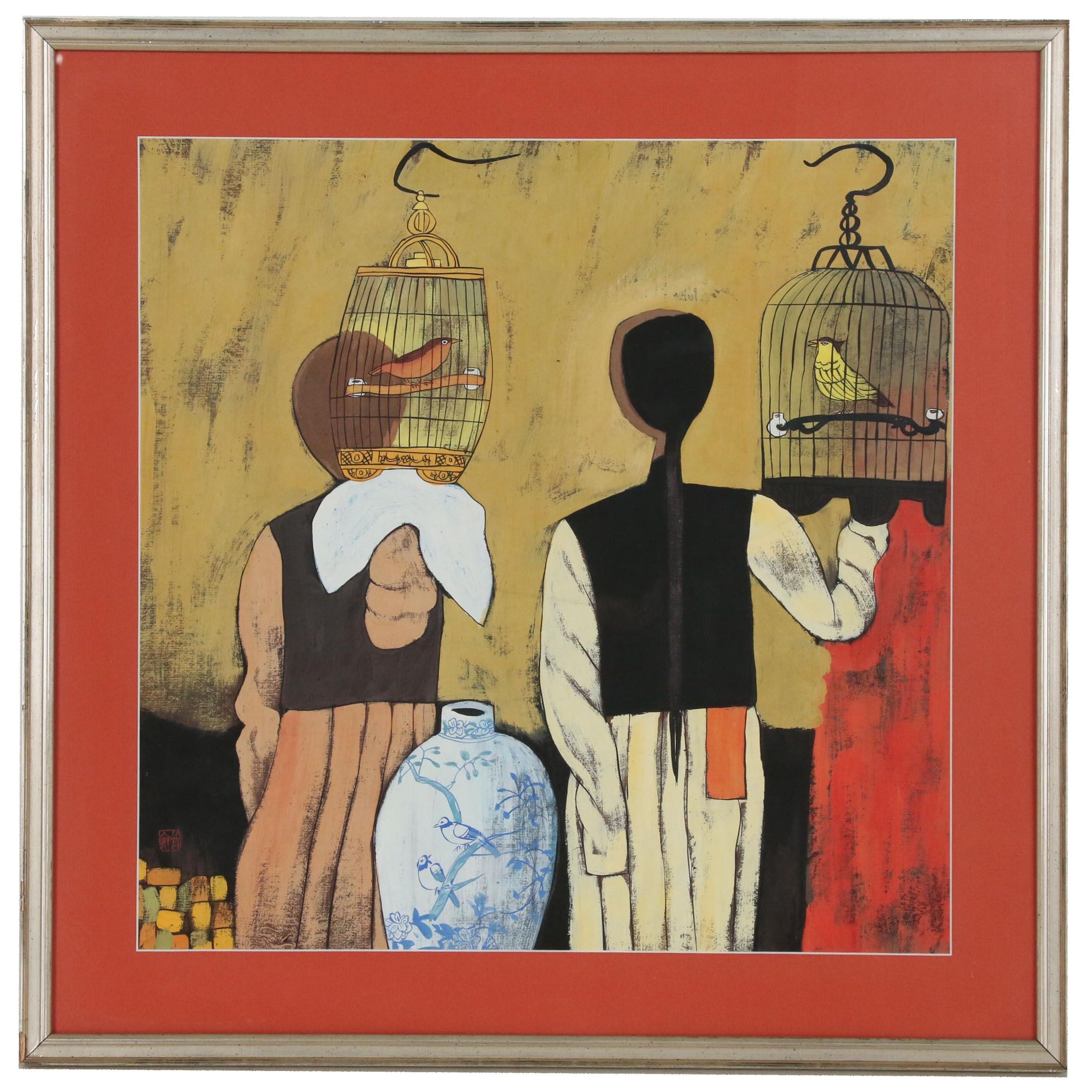 Chinese Goauche Painting in the Style of Hu Yongkai