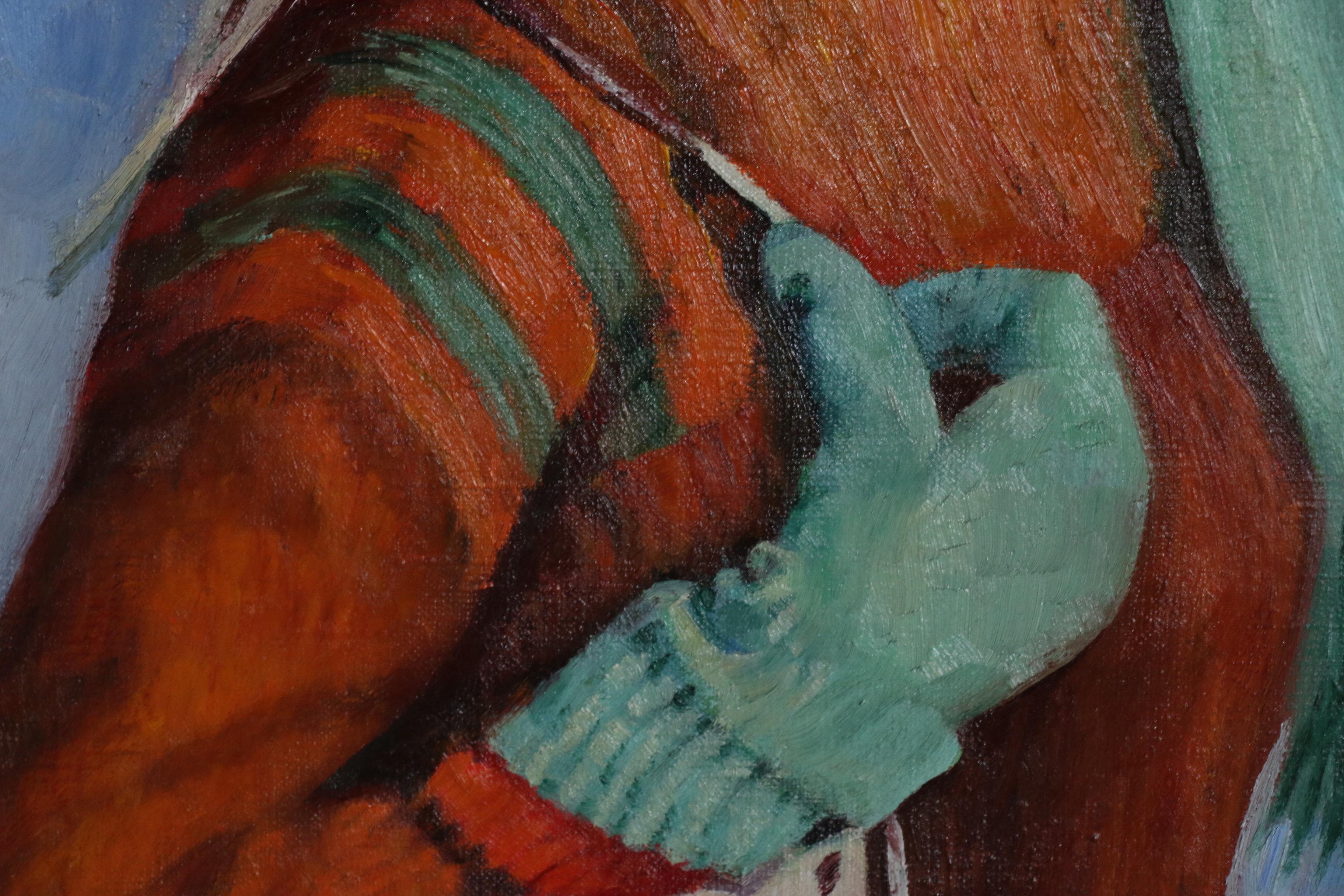 Anna Elkan Meltzer Genre Oil Painting of Ice Skater