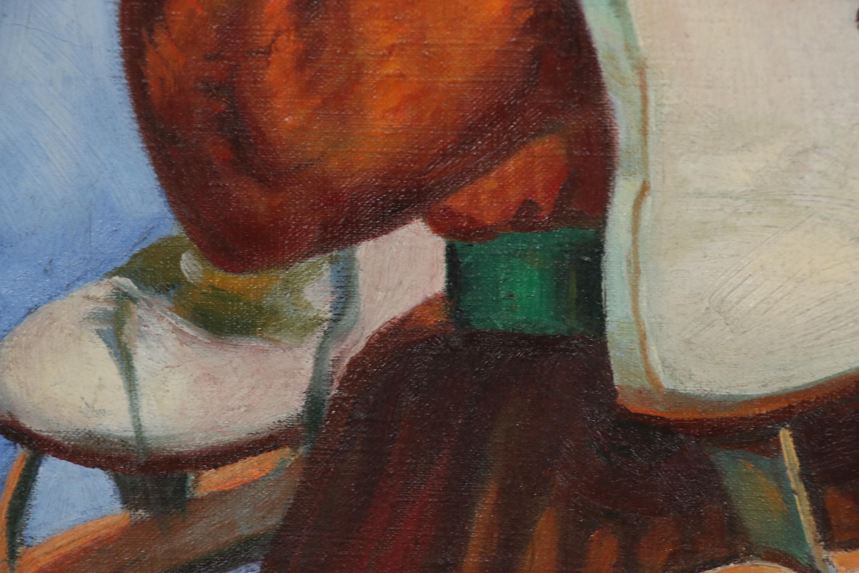 Anna Elkan Meltzer Genre Oil Painting of Ice Skater