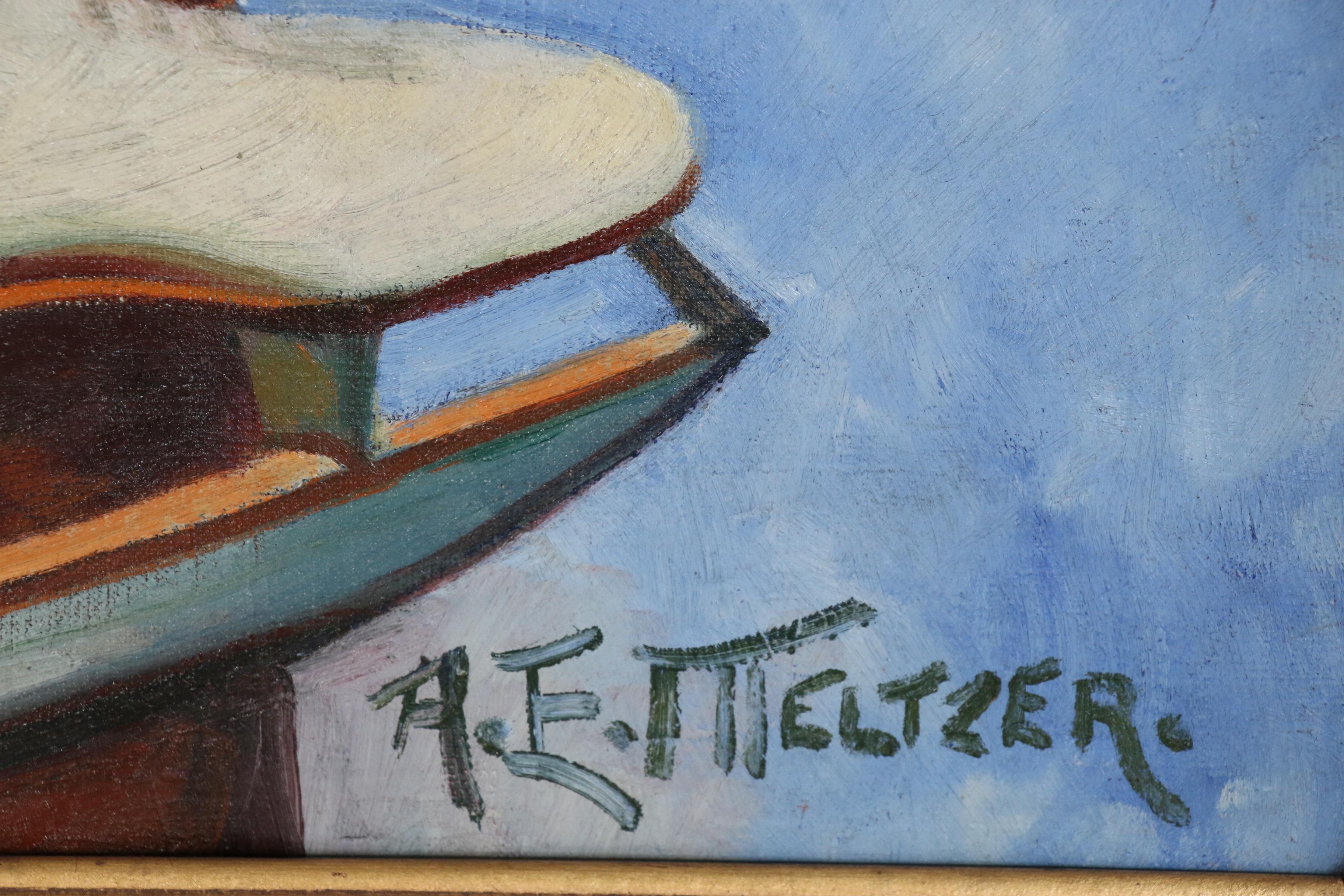 Anna Elkan Meltzer Genre Oil Painting of Ice Skater