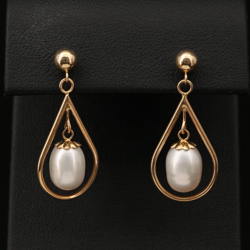 14K Pearl Drop Earrings