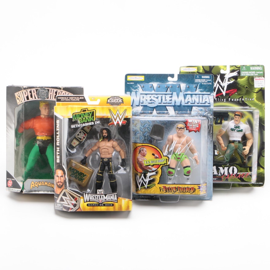 Wrestling and Aquaman Action Figures with Billy Gunn Autograph