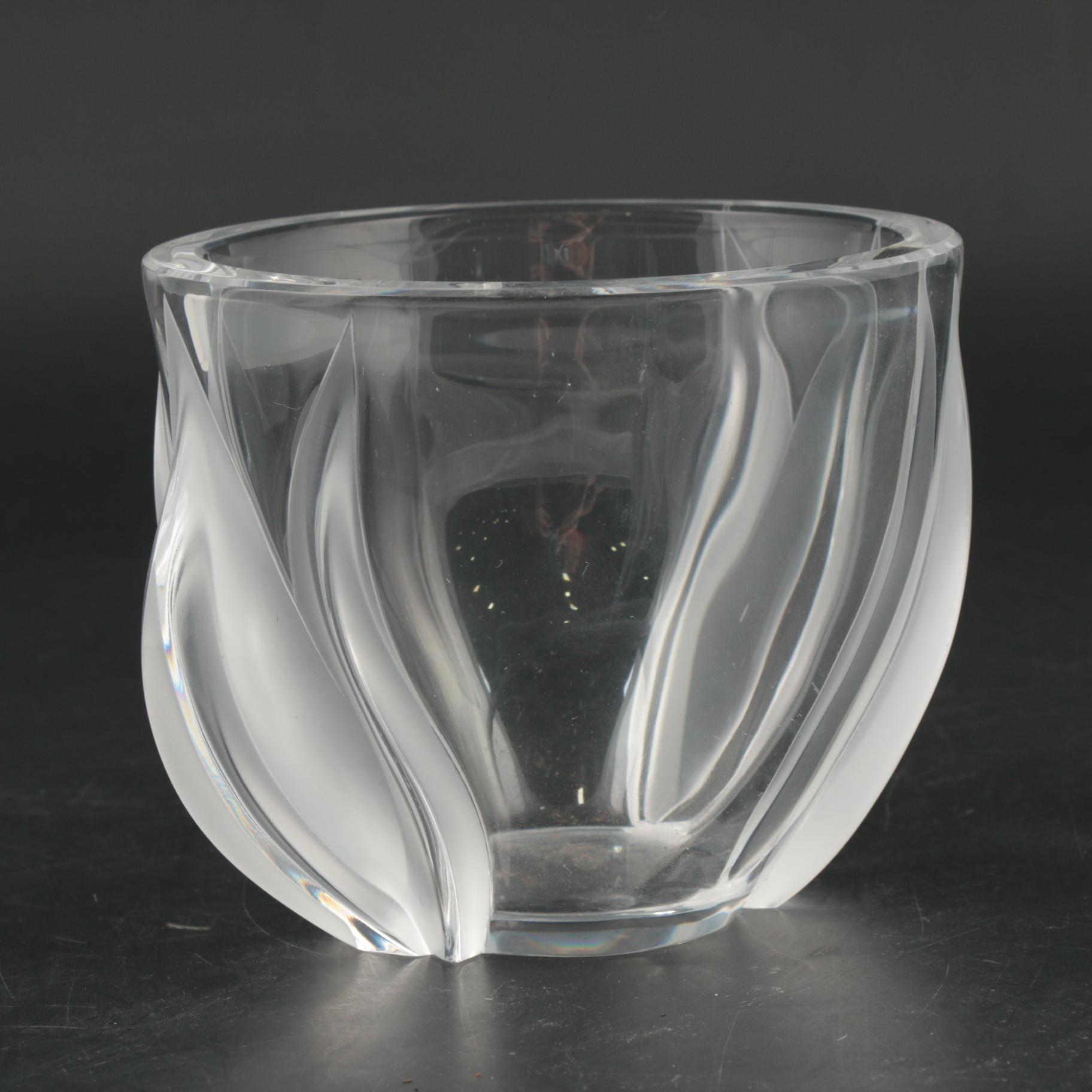 Lalique "Deux Tulipes" Art Nouveau Crystal Vase