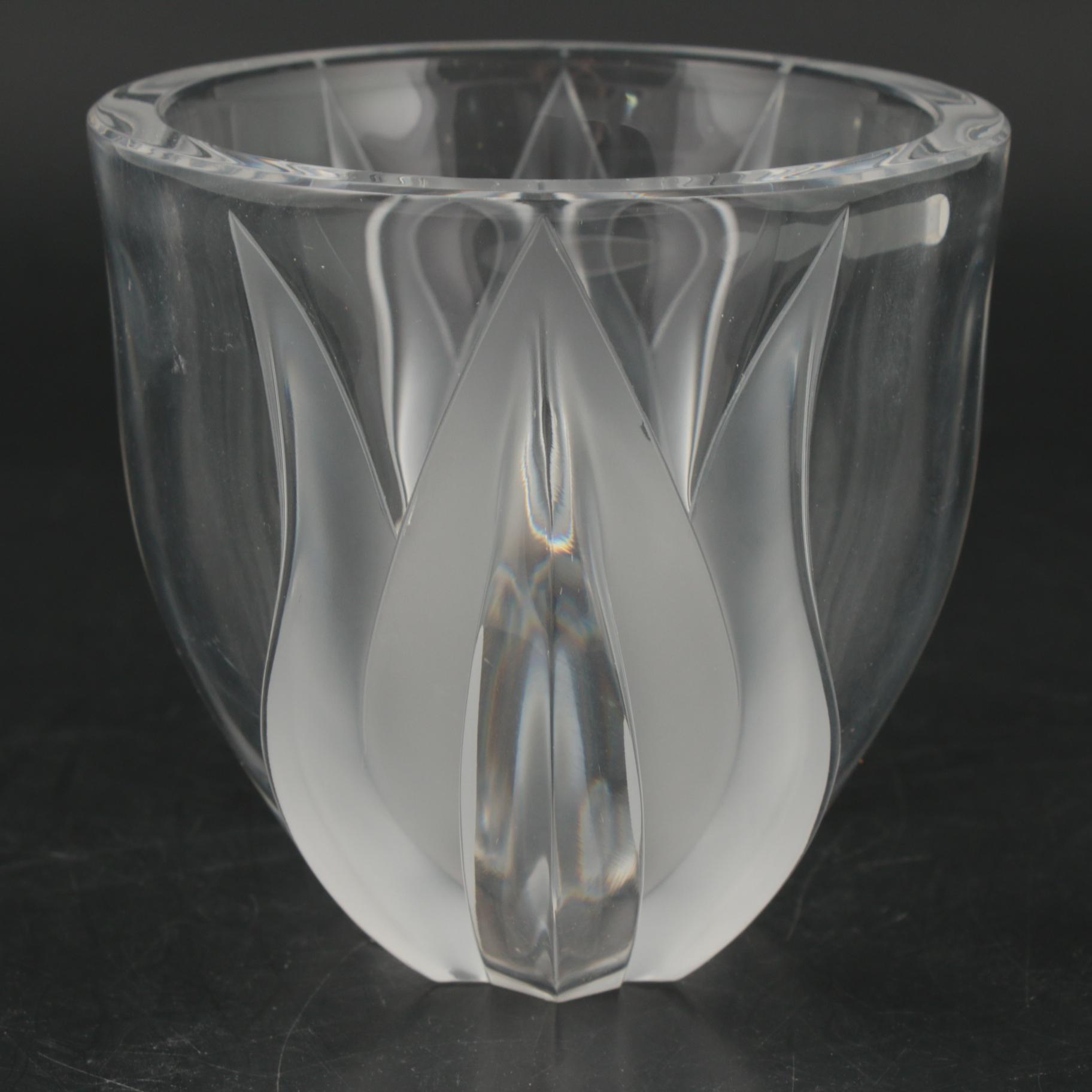 Lalique "Deux Tulipes" Art Nouveau Crystal Vase