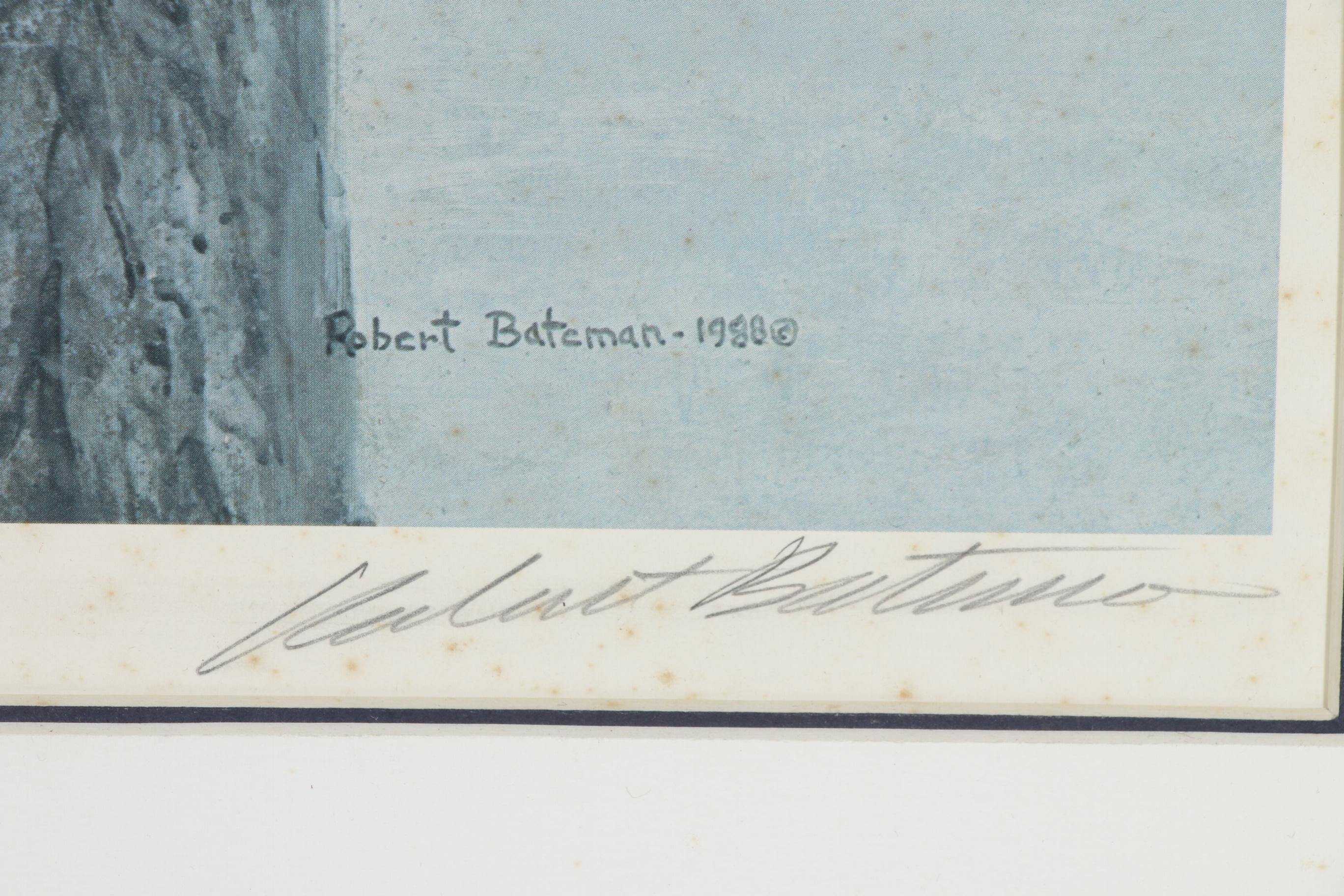 Robert Bateman Offset Lithograph "Midnight - Black Wolf", Late 20th Century