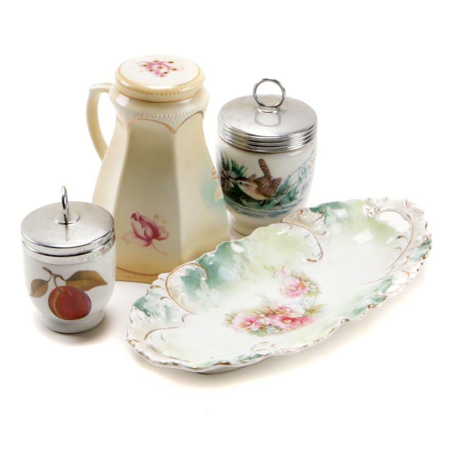 Royal Worcester Egg Coddlers with Porcelain Serving Tray and Sugar Caster