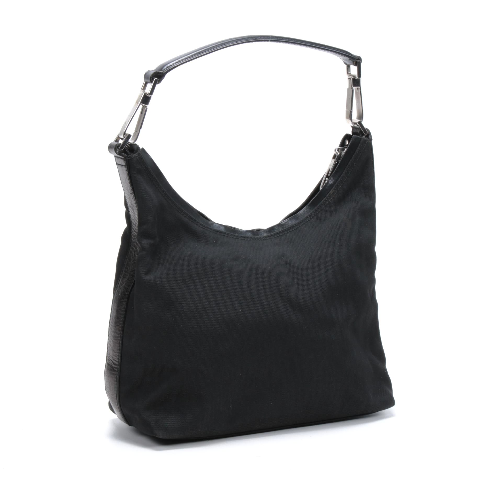 Gucci Black Canvas and Leather Shoulder Bag