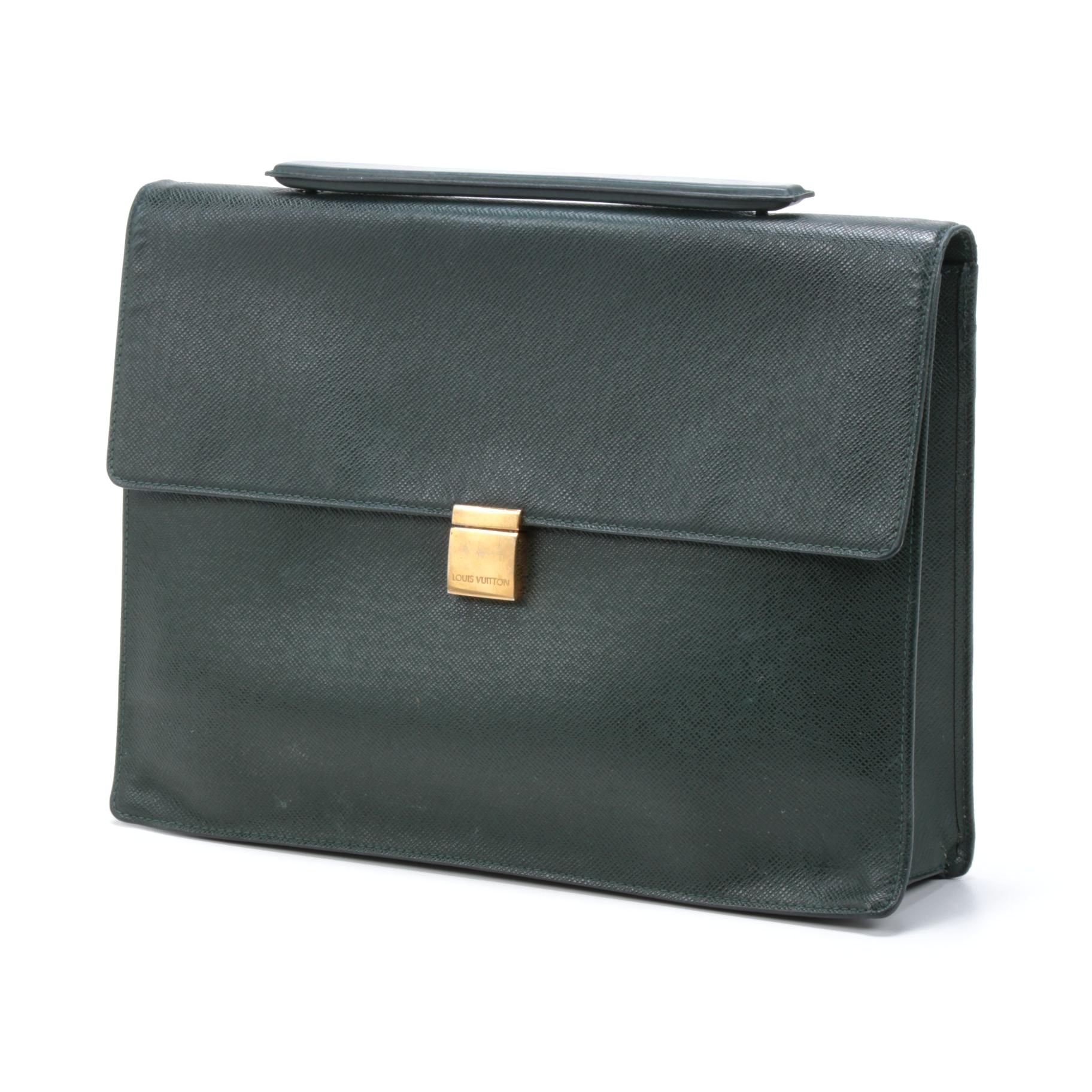 Louis Vuitton Epicea Green Taiga Porte-Document Angara Briefcase Bag