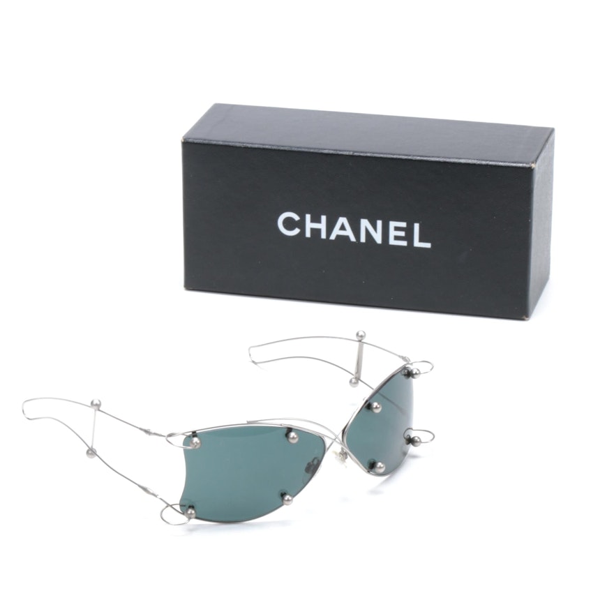 Chanel Runway Wireframe Sunglasses with Blue Lenses