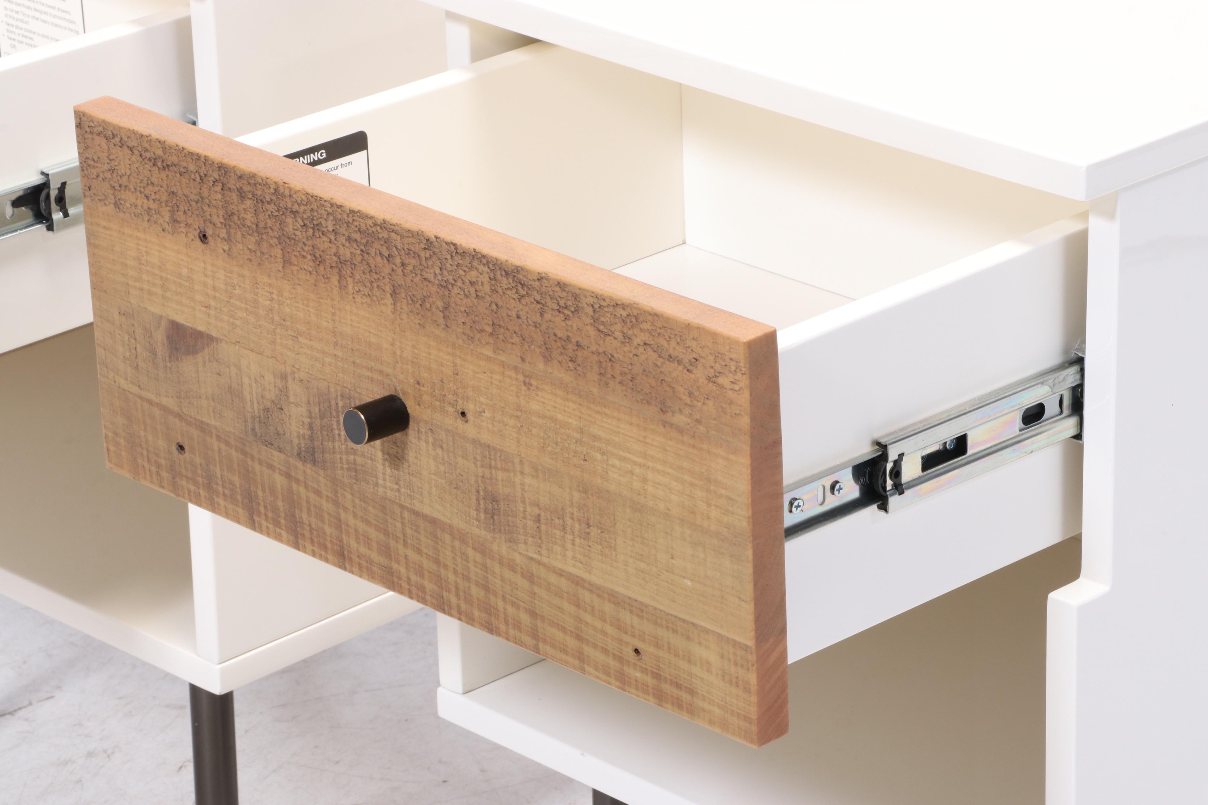 Pair of West Elm Reclaimed Wood and Lacquer One-Drawer Nightstands