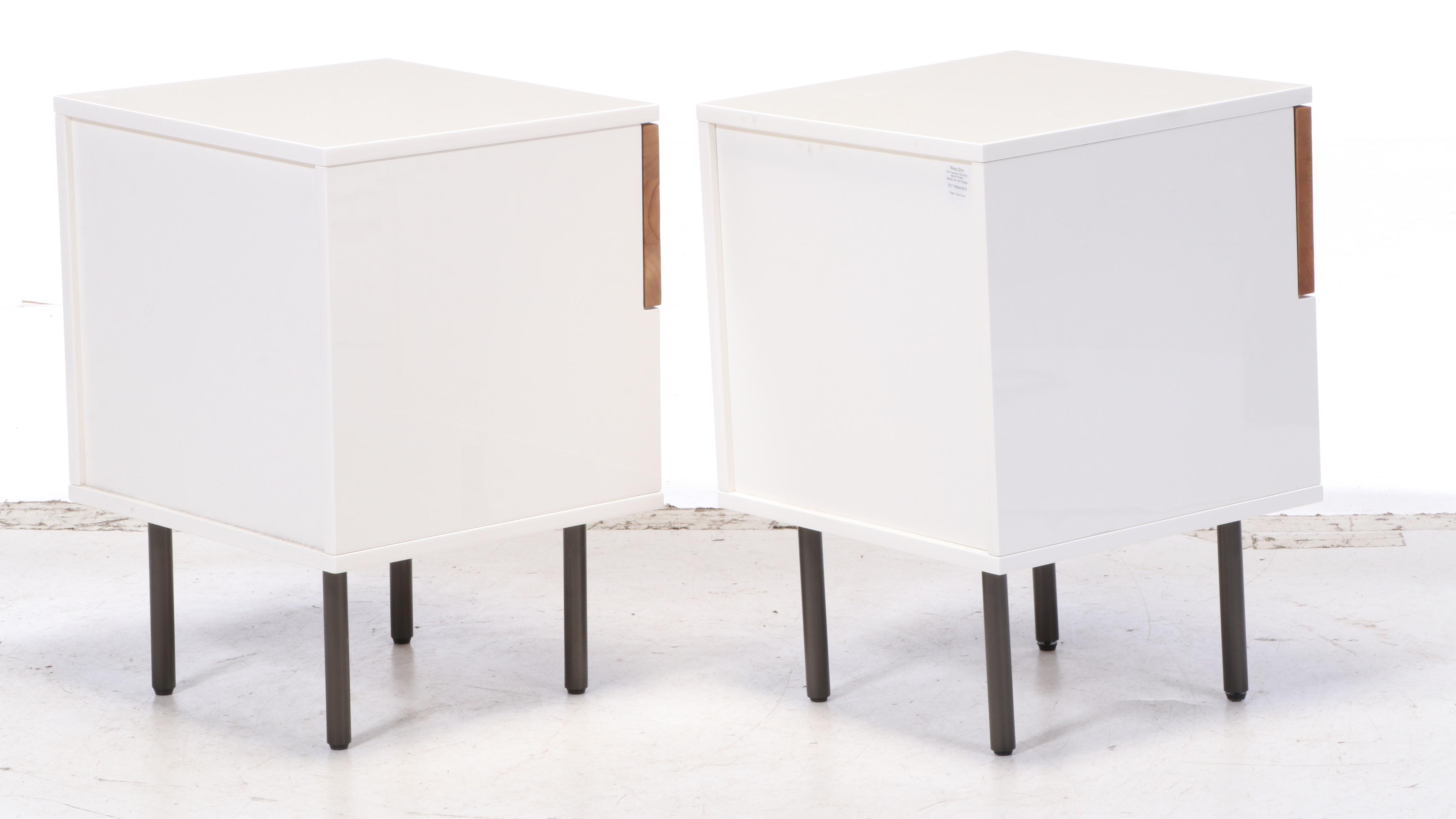 Pair of West Elm Reclaimed Wood and Lacquer One-Drawer Nightstands