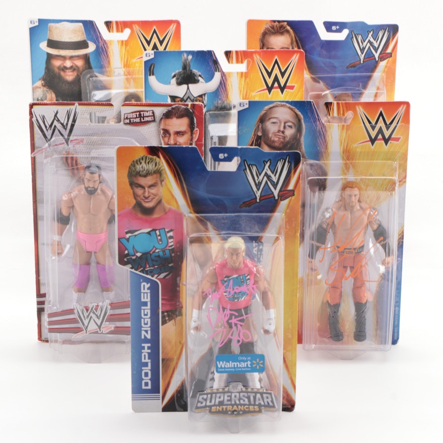 Mattel Wrestling "Superstars" Action Figures with Ziggler and Slater Autographs