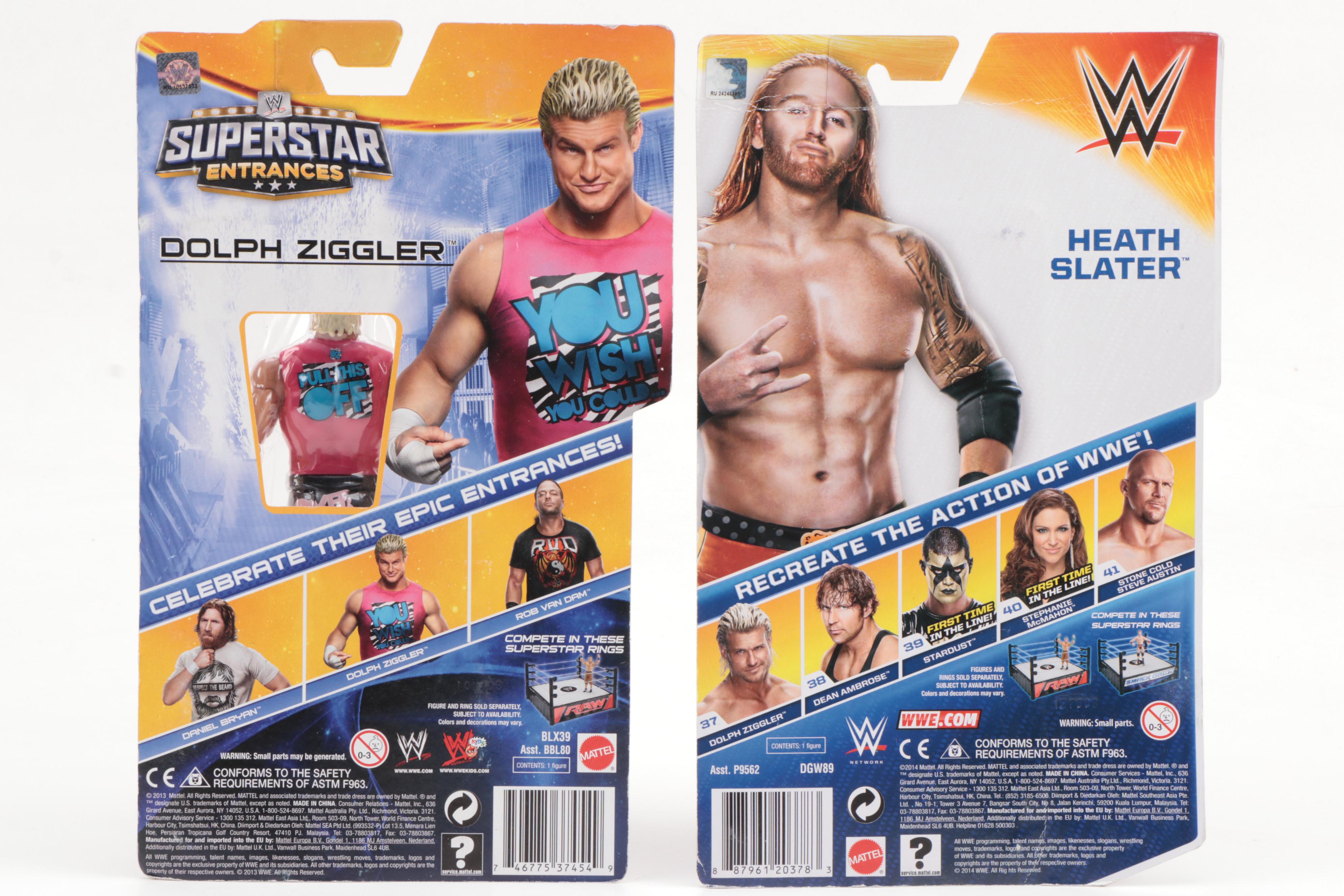 Mattel Wrestling "Superstars" Action Figures with Ziggler and Slater Autographs