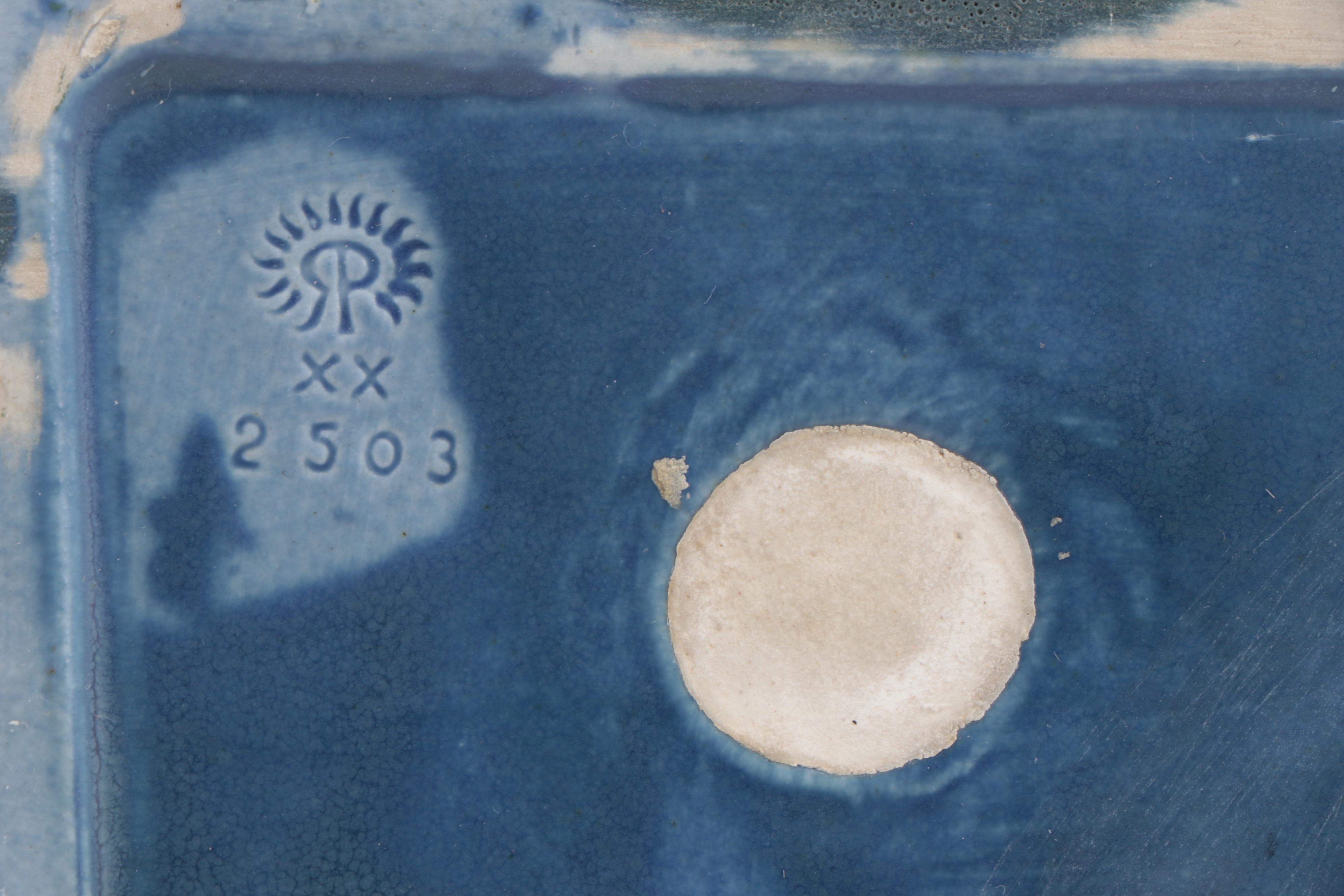 Rookwood Pottery Matte Blue Ceramic Sphinx Bookends, 1920