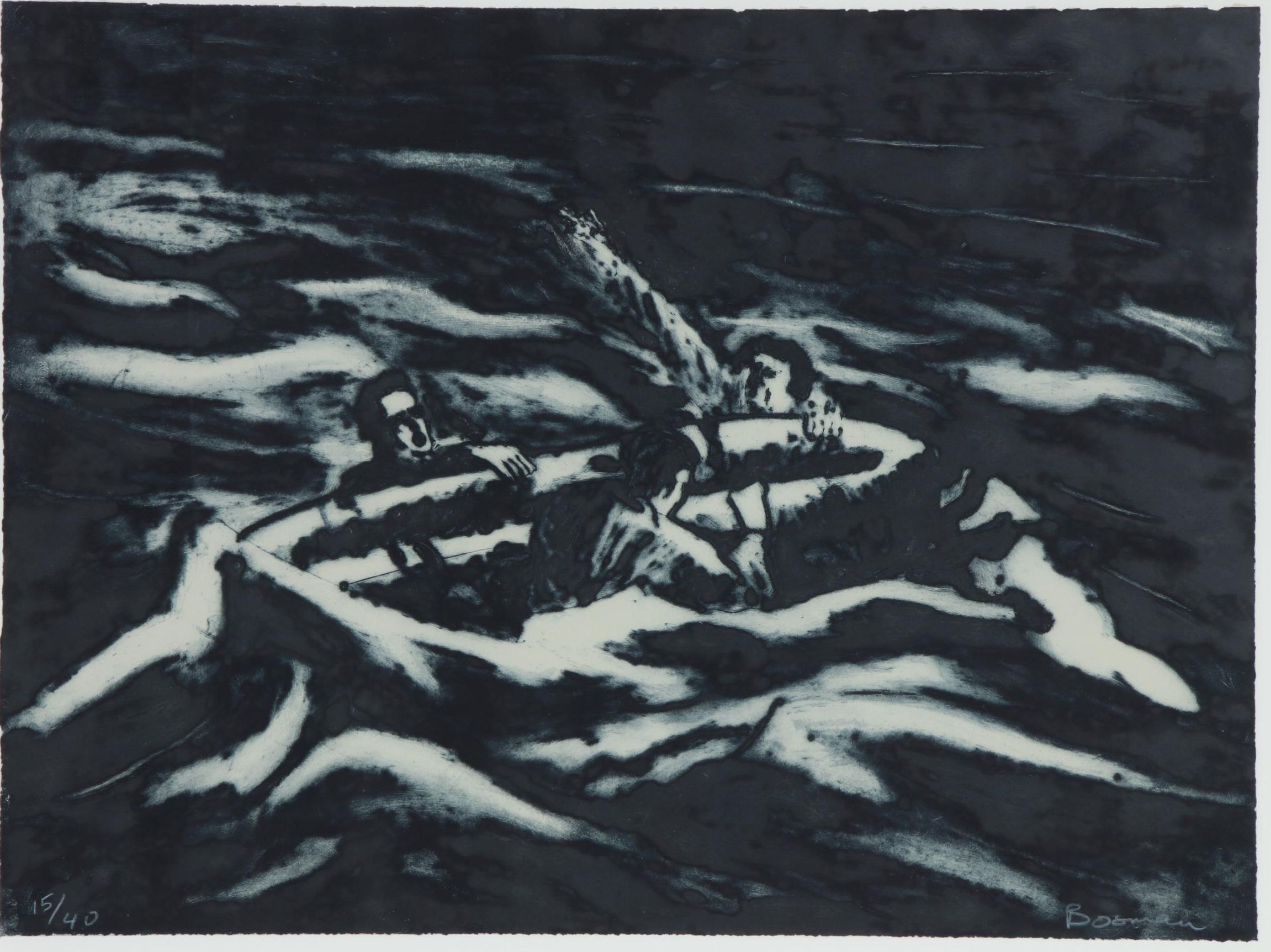 Richard Bosman Etching and Carborundum Print "Life Raft", circa 1984