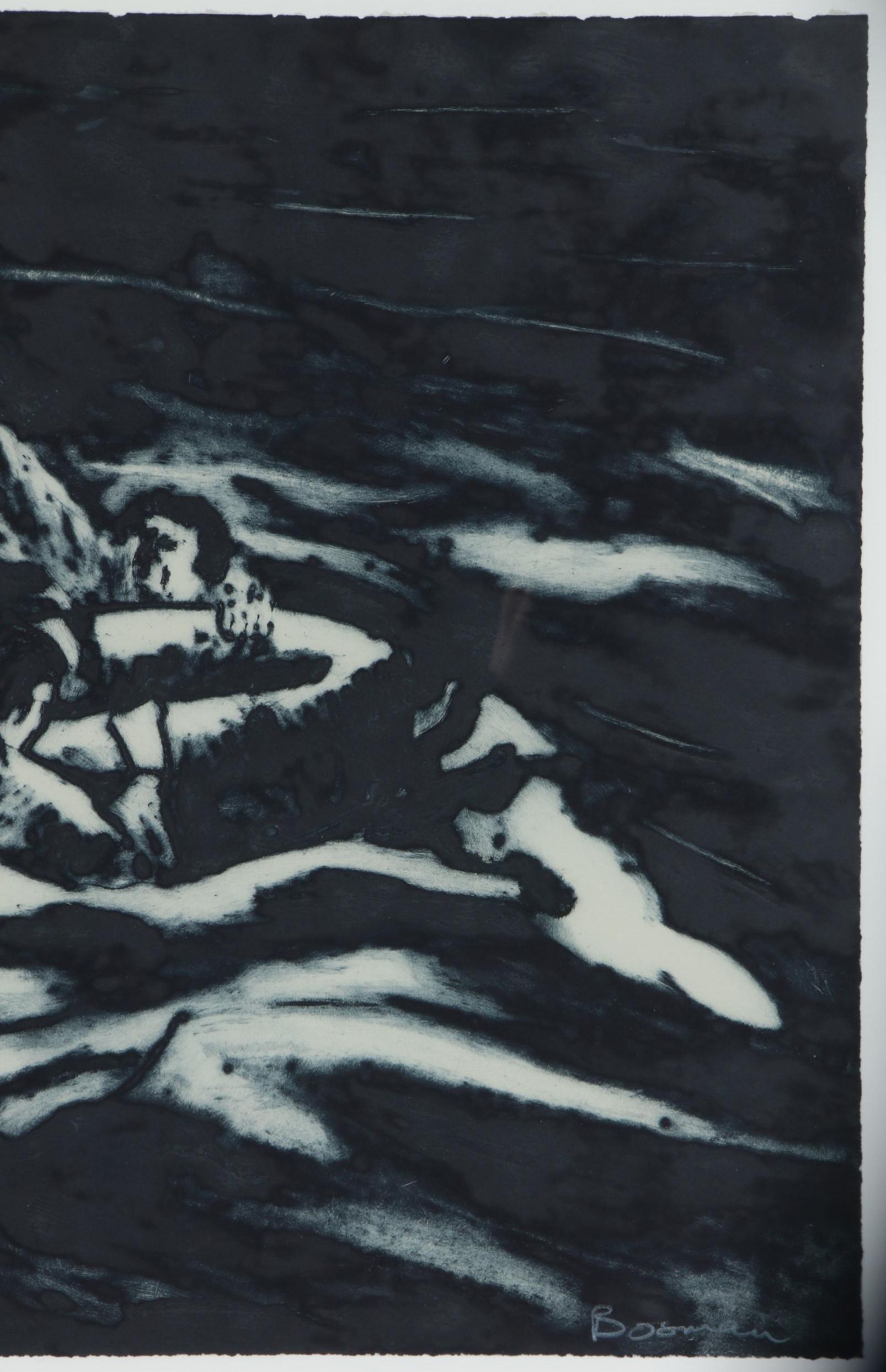 Richard Bosman Etching and Carborundum Print "Life Raft", circa 1984