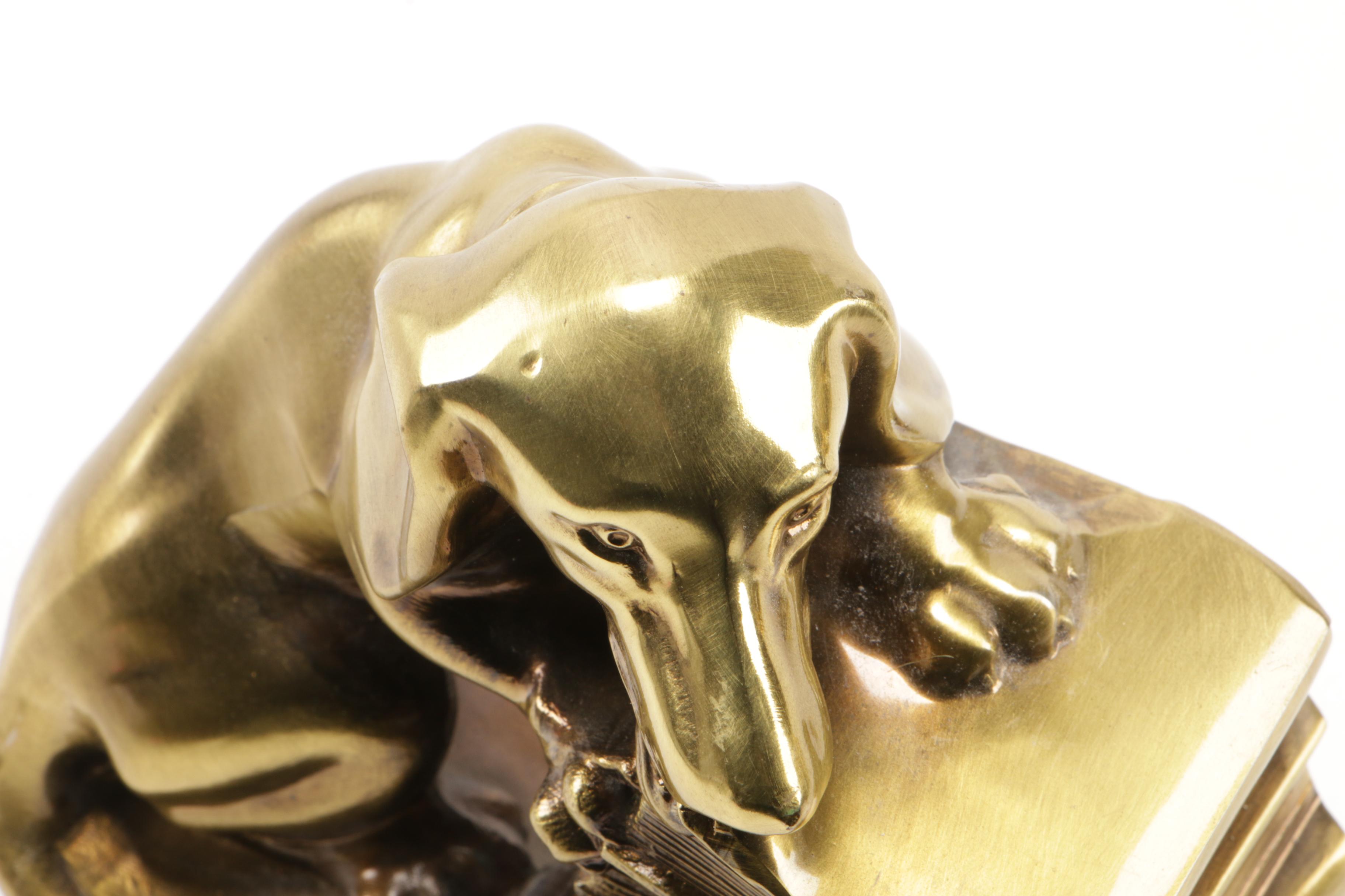 American Brass Dachshund Bookends, Late 20th Century