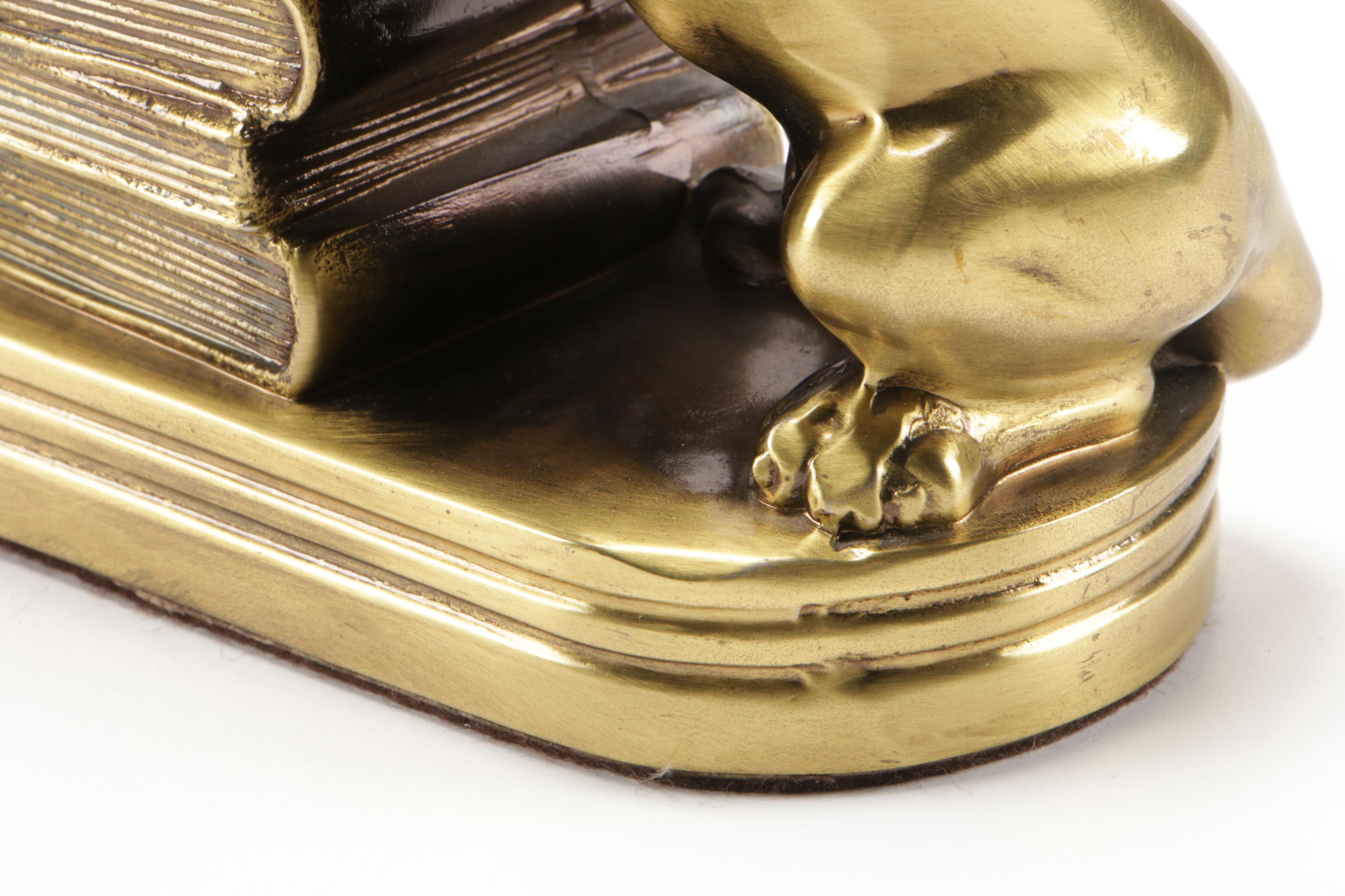 American Brass Dachshund Bookends, Late 20th Century