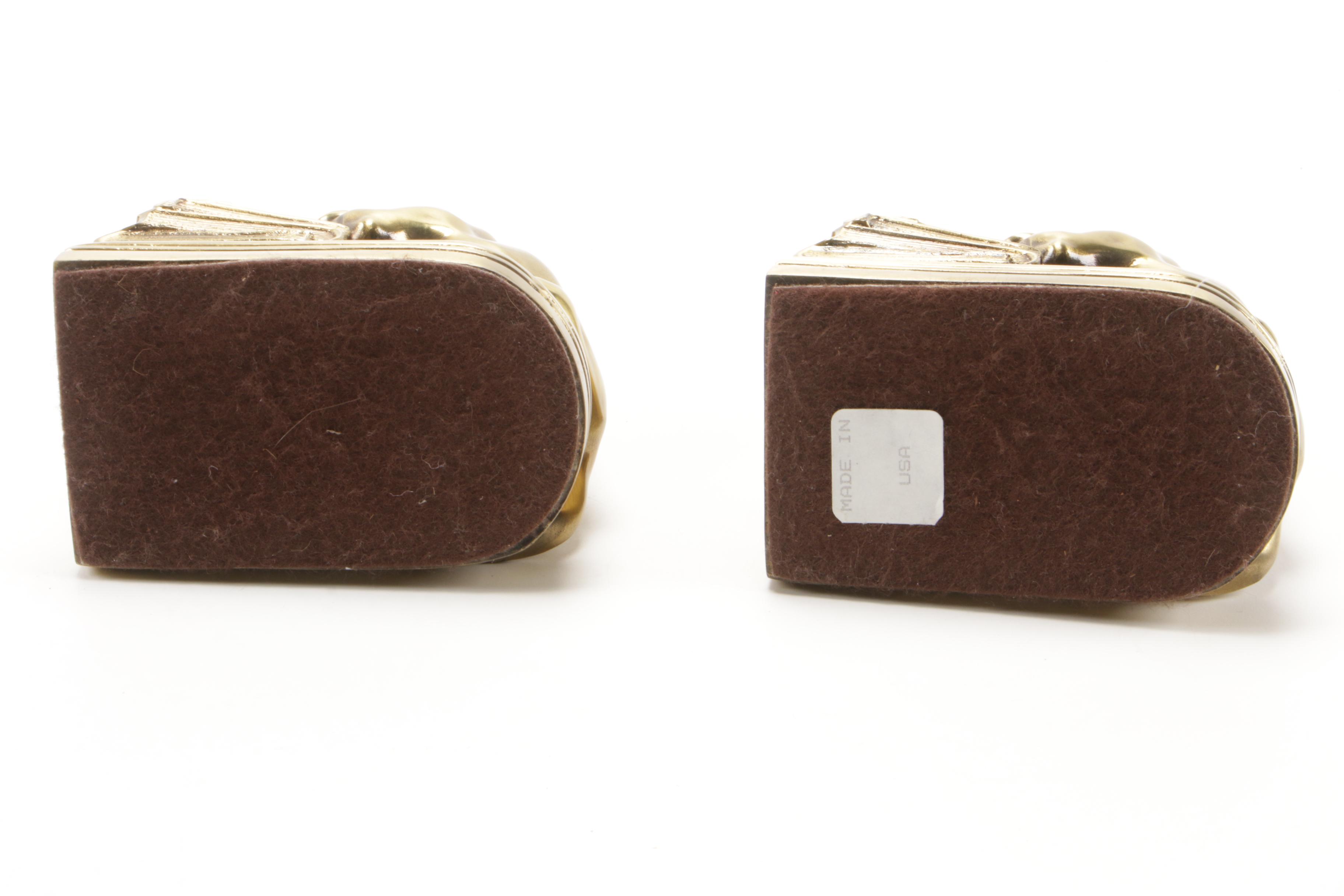 American Brass Dachshund Bookends, Late 20th Century