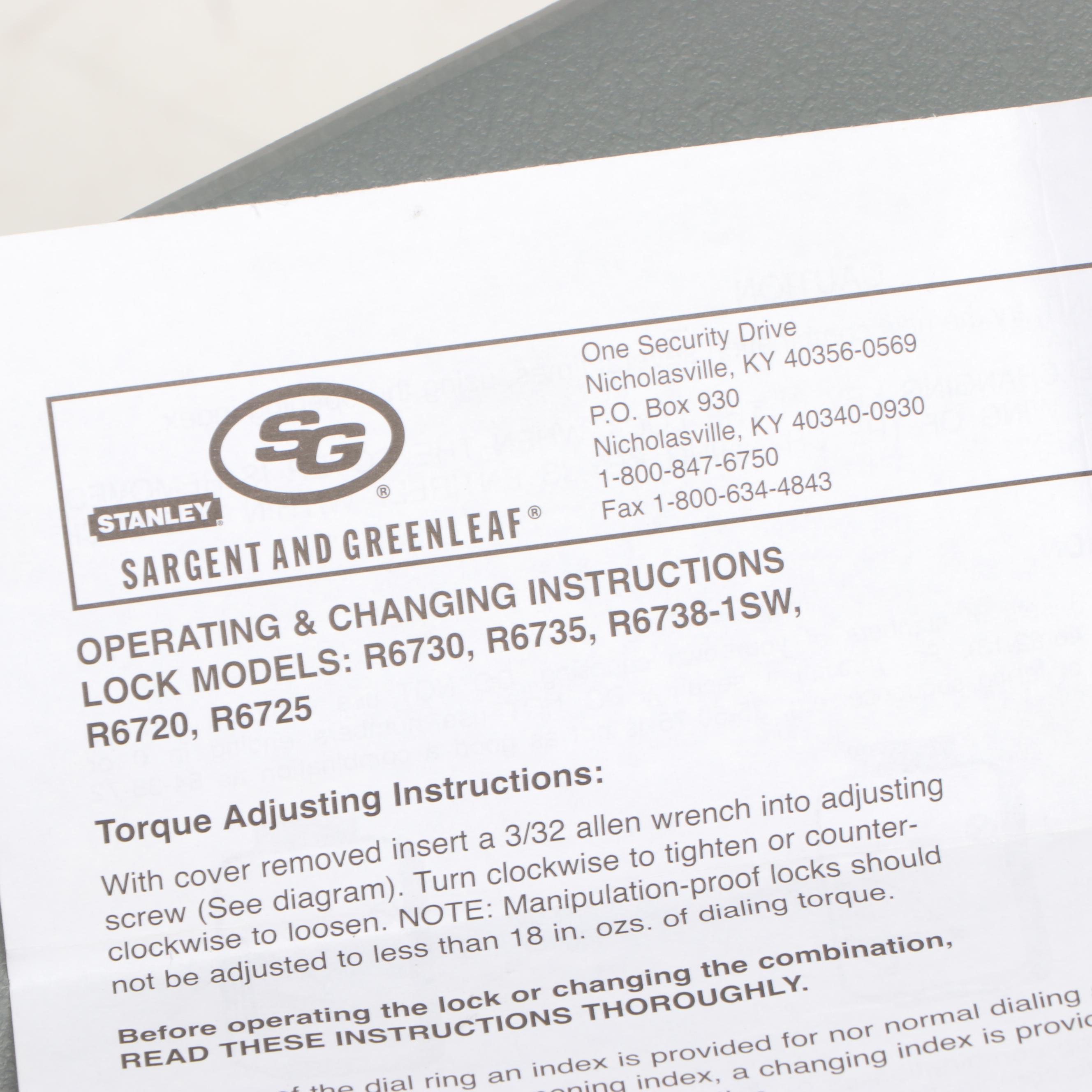 Sargent and Greenleaf Hamilton Home Security Combination Safe, Late 20th Century