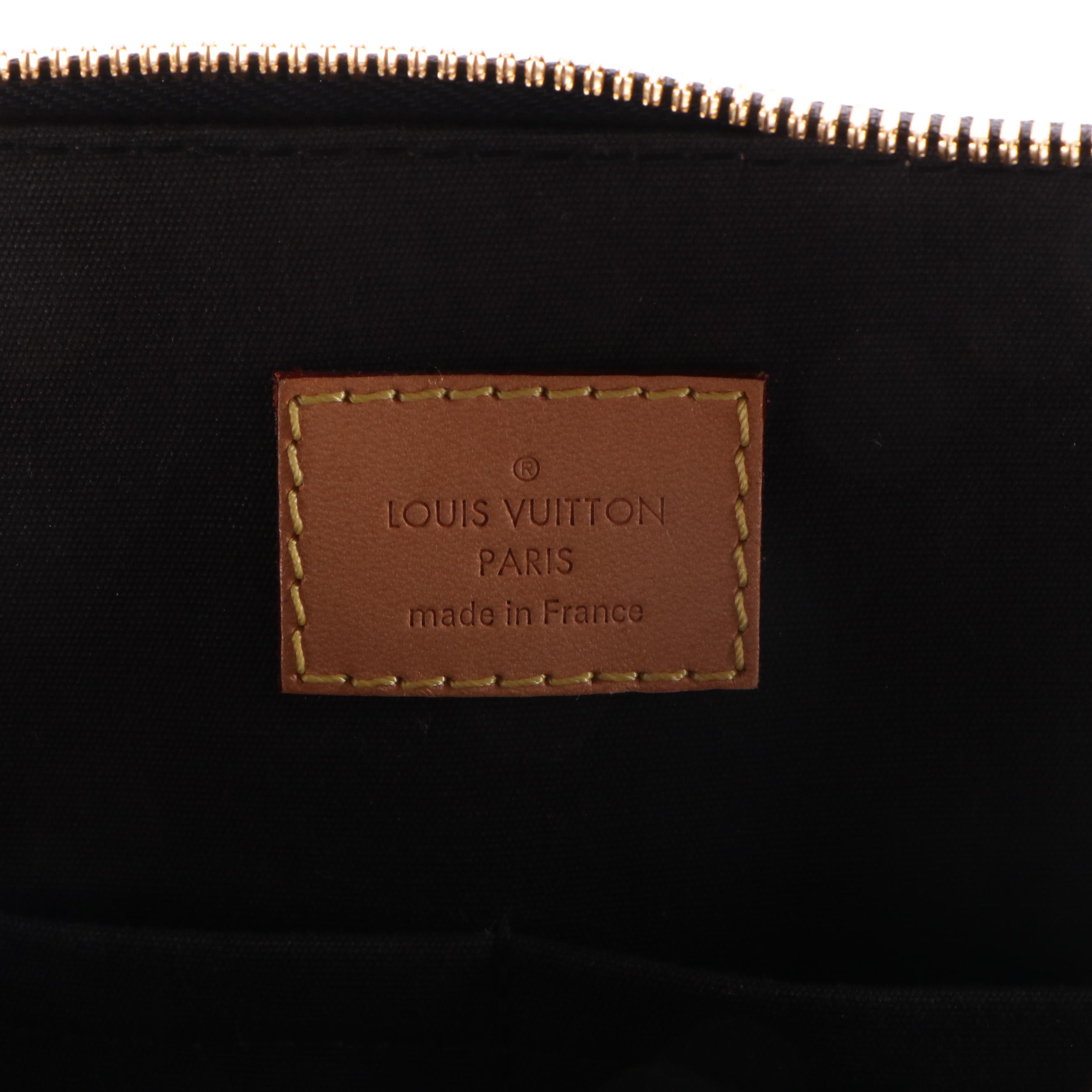 Louis Vuitton Alma PM Bag in White Monogram Vernis and Stickers with Black Trim