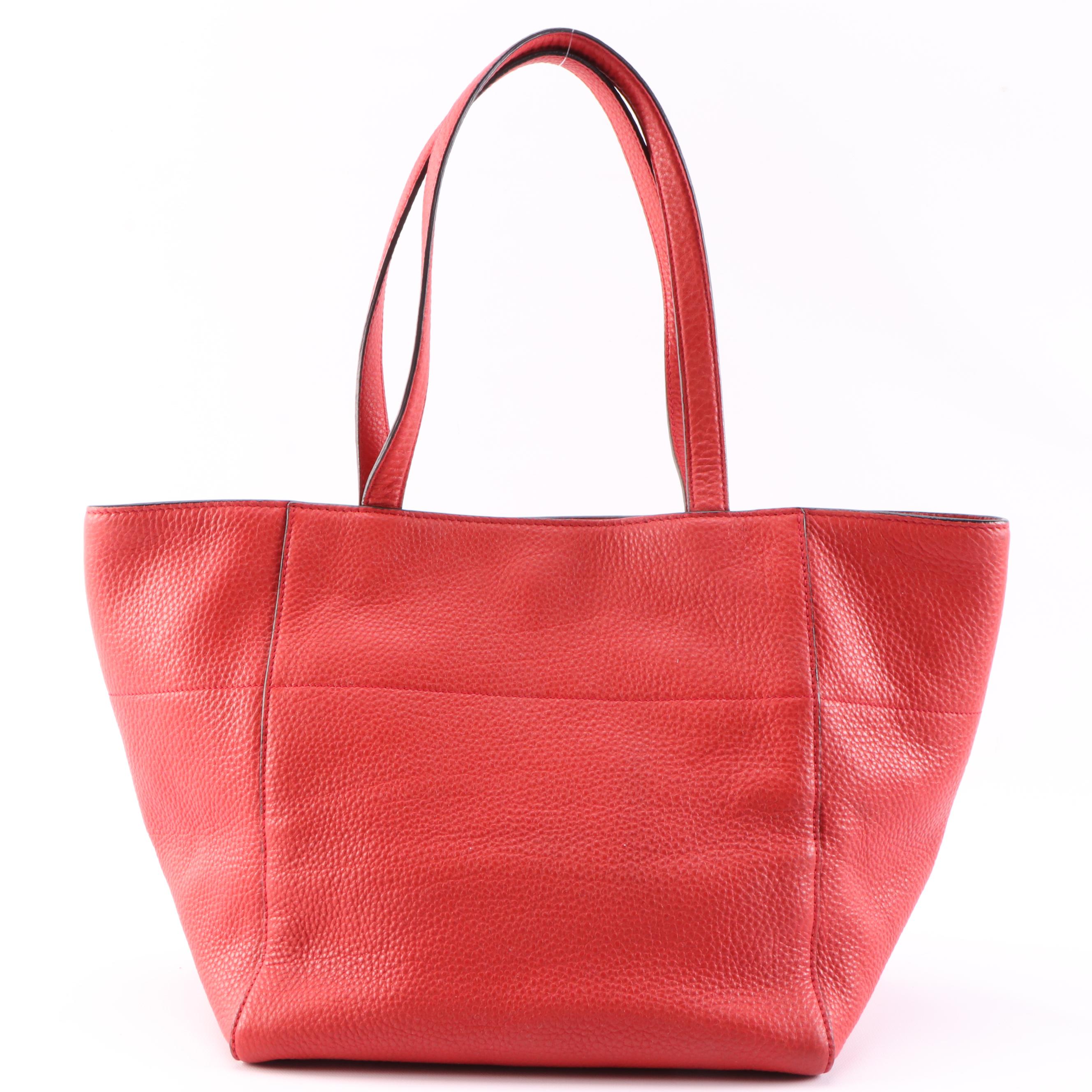 Prada Red Vitello Daino Leather Small Tote Bag