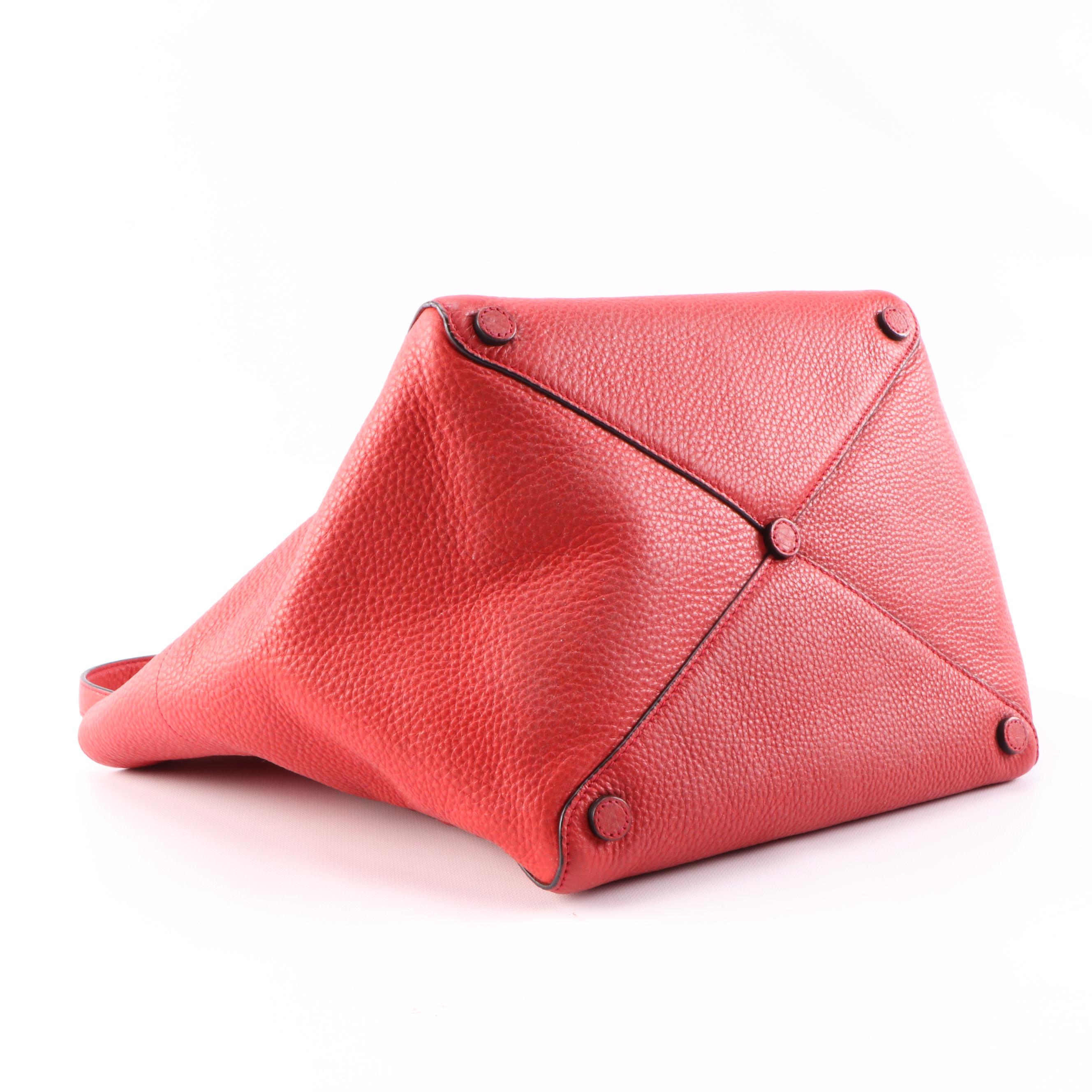 Prada Red Vitello Daino Leather Small Tote Bag