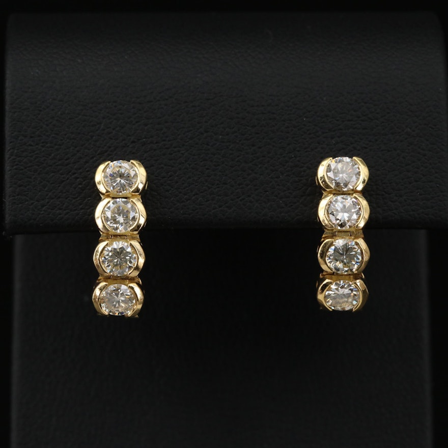 18K Gold 1.75 CTW Diamond Drop Earrings