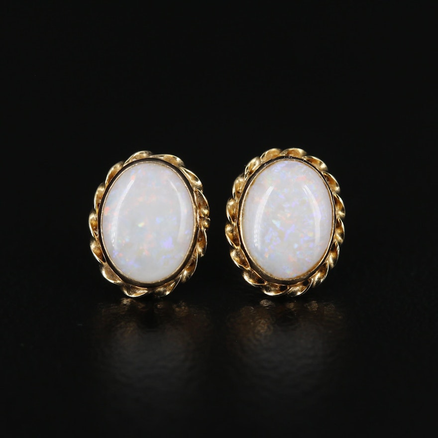 14K Gold Opal Stud Earrings