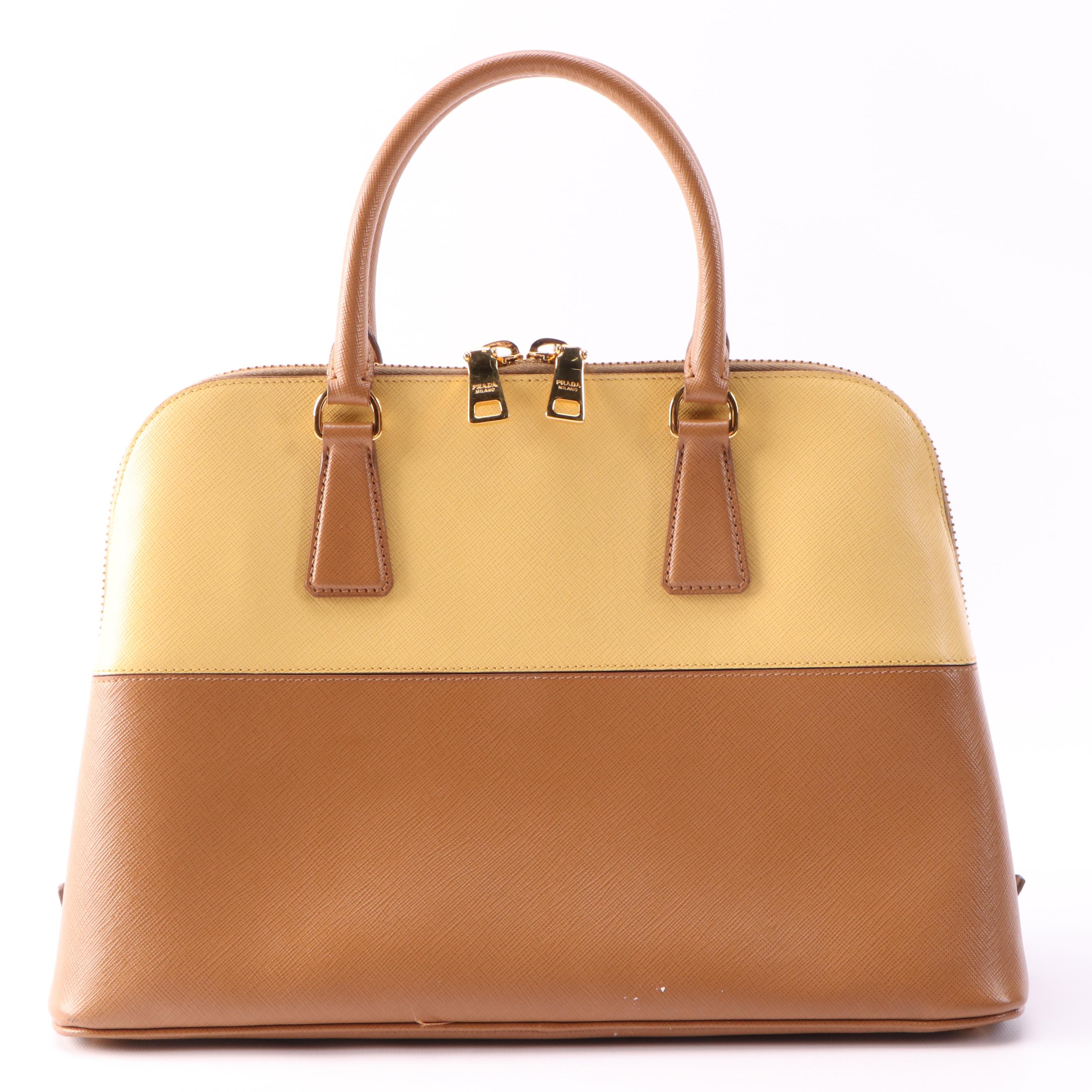 Prada Promenade Medium Bag in Bicolor Saffiano Leather