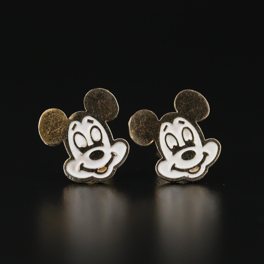 10K Yellow Gold Mouse Stud Earrings