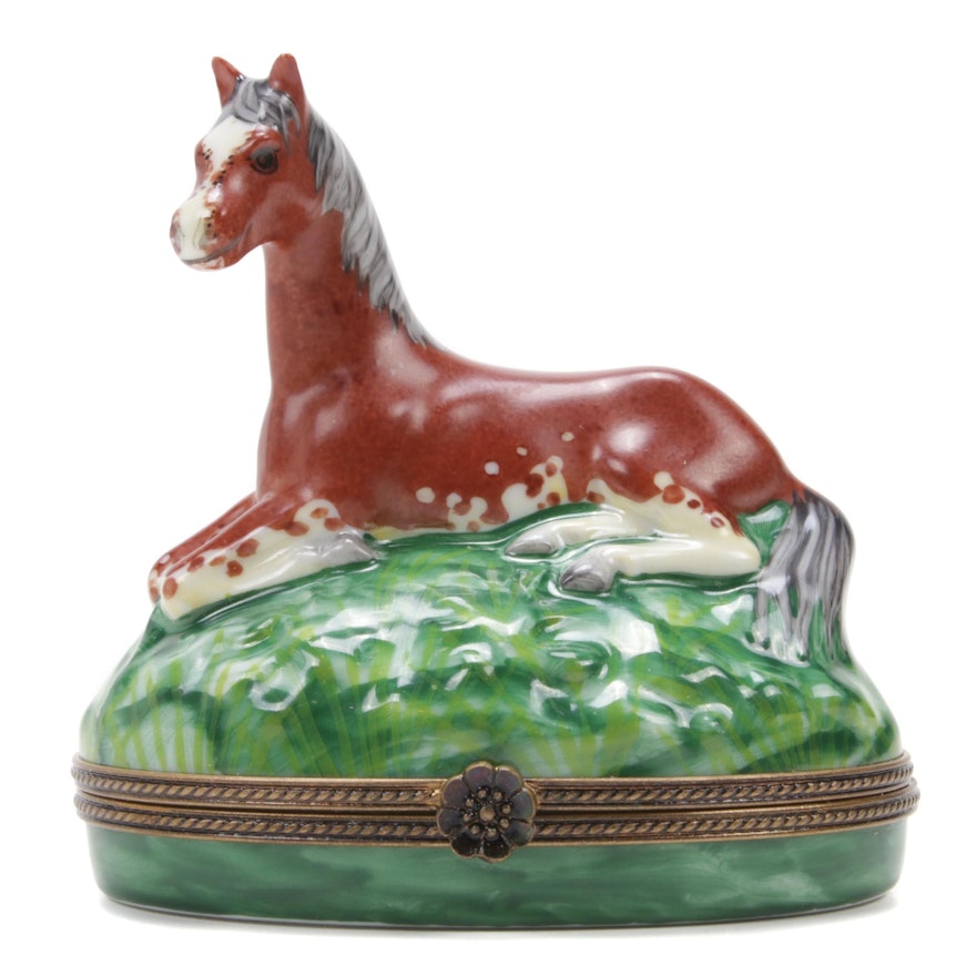 La Gloriette Hand-Painted Appaloosa Pony Porcelain Limoges Box