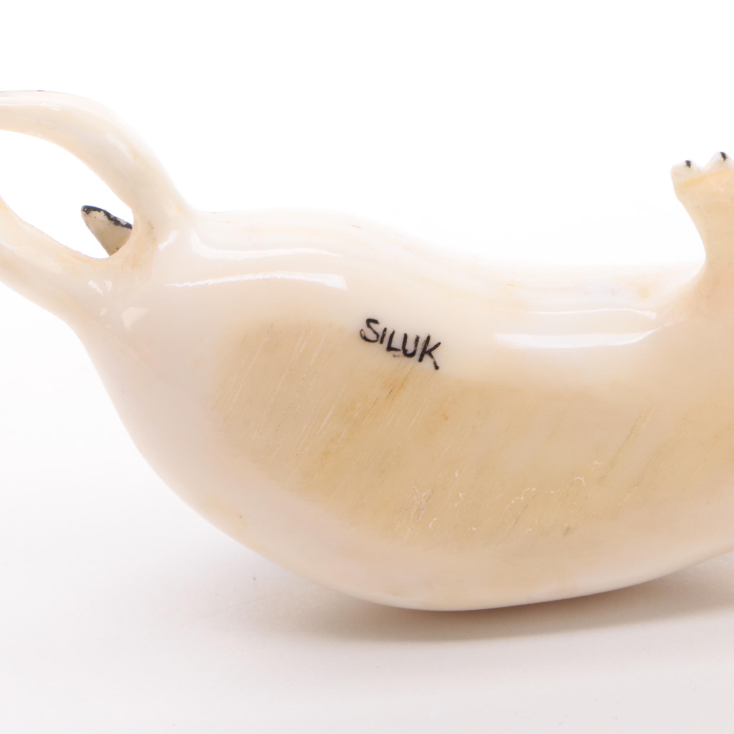 Inuit Carved and Scrimshaw Walrus Ivory Seal
