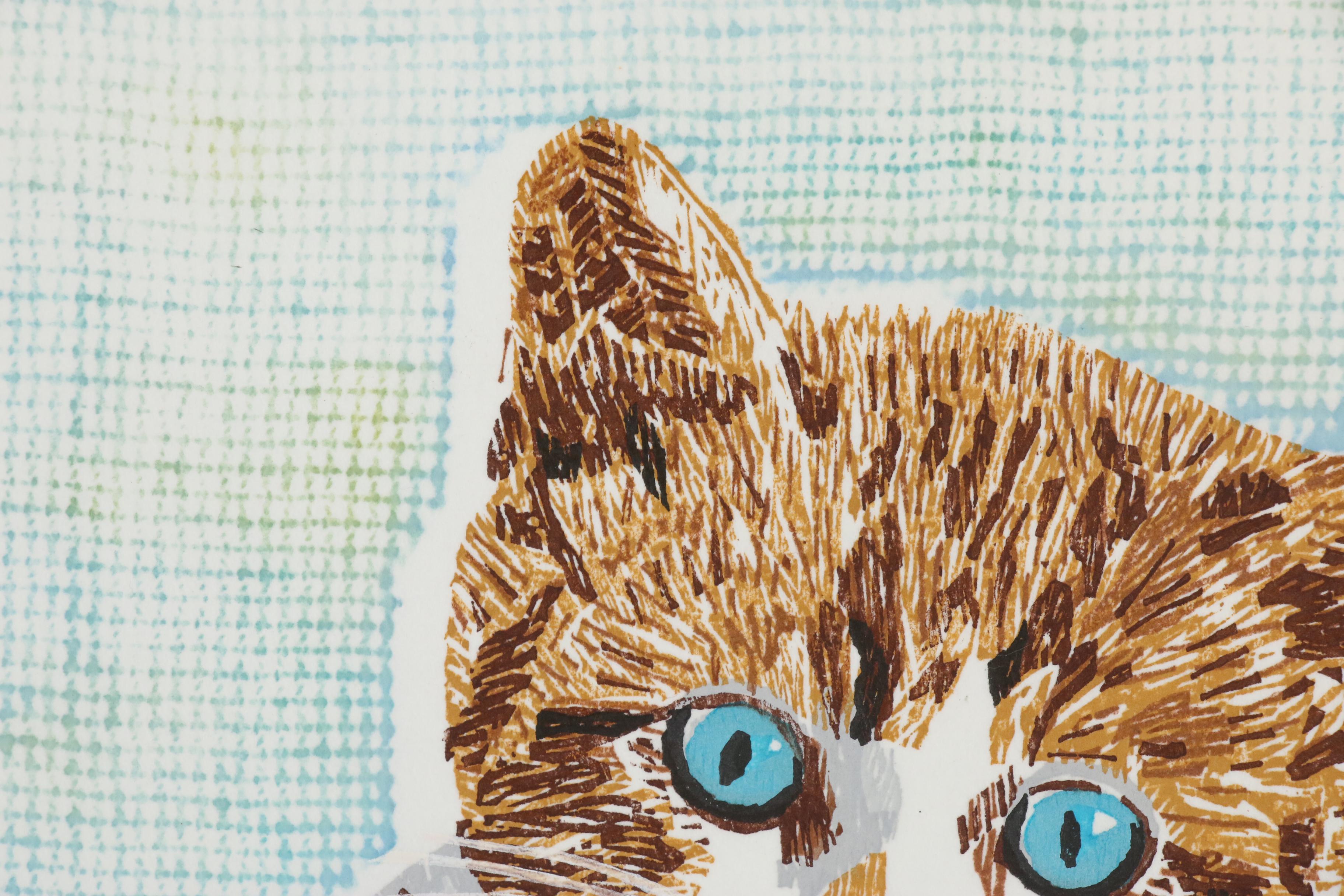 Masaji Okano Woodblock "Hello, I am a Cat (Konnichiwa, Neko Desu)"