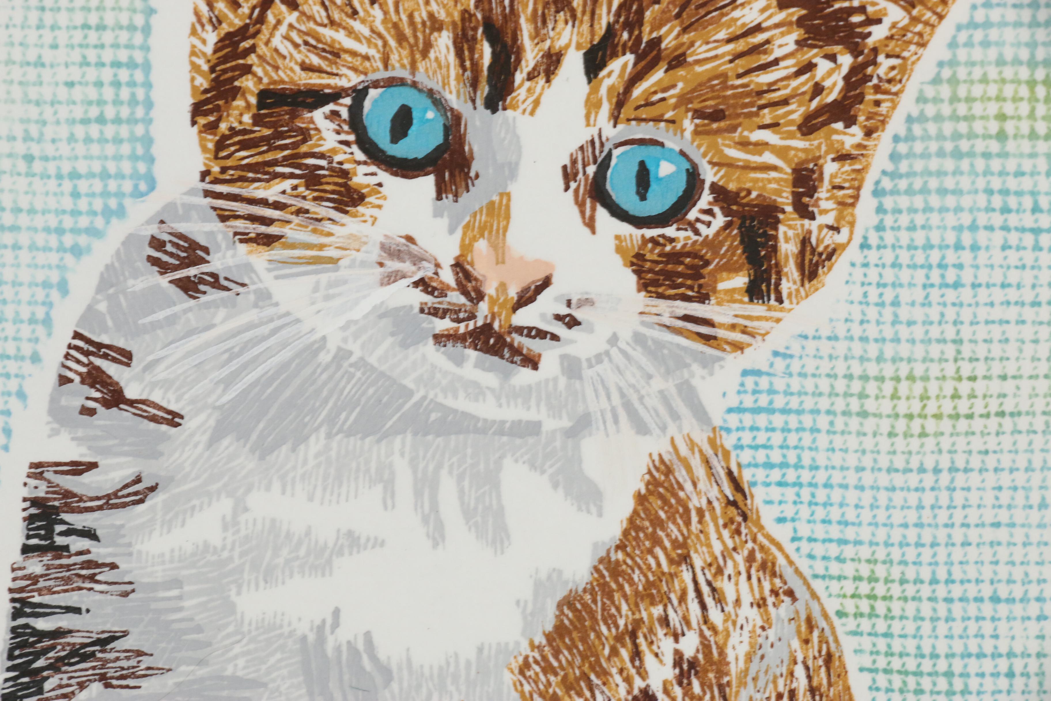 Masaji Okano Woodblock "Hello, I am a Cat (Konnichiwa, Neko Desu)"