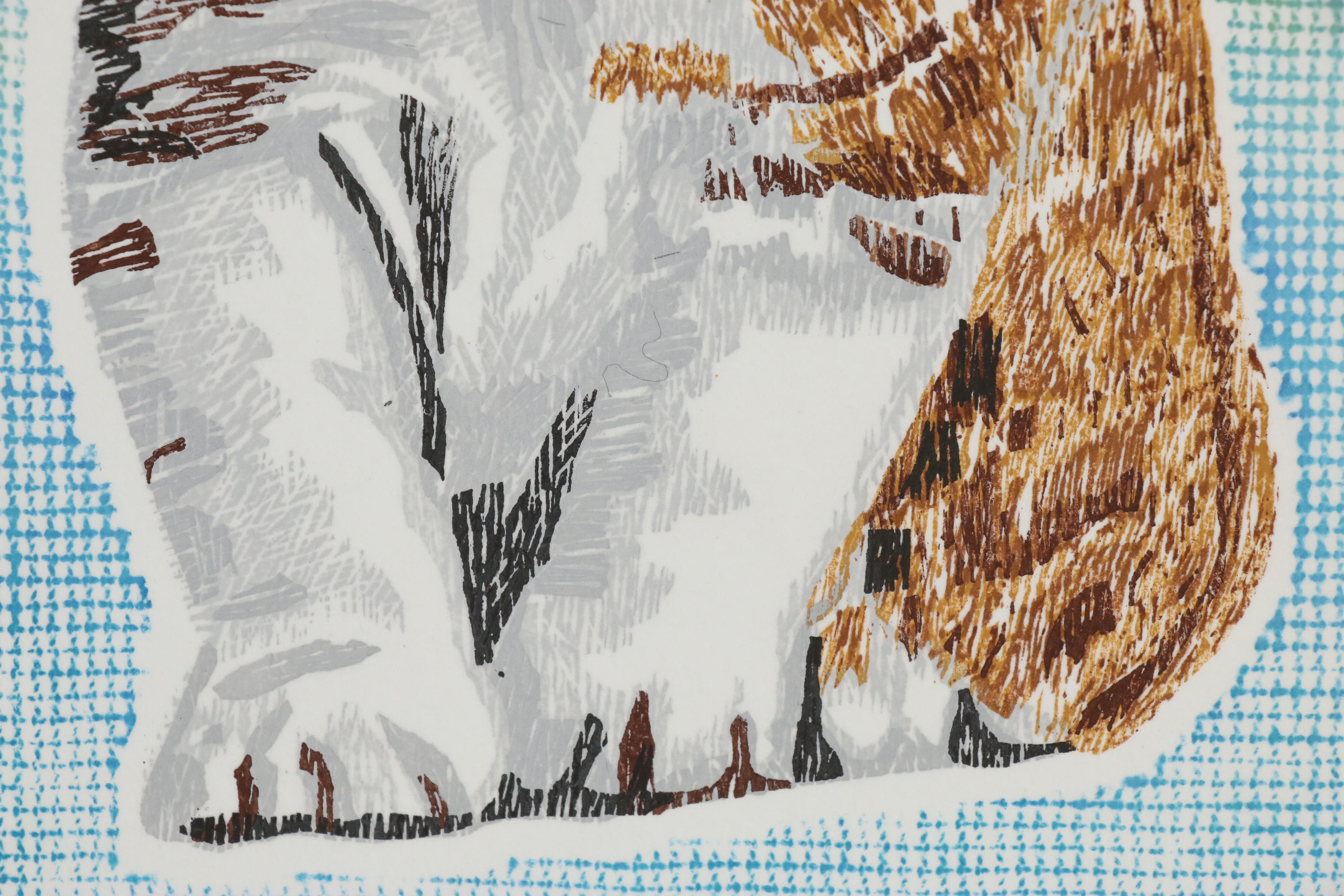 Masaji Okano Woodblock "Hello, I am a Cat (Konnichiwa, Neko Desu)"