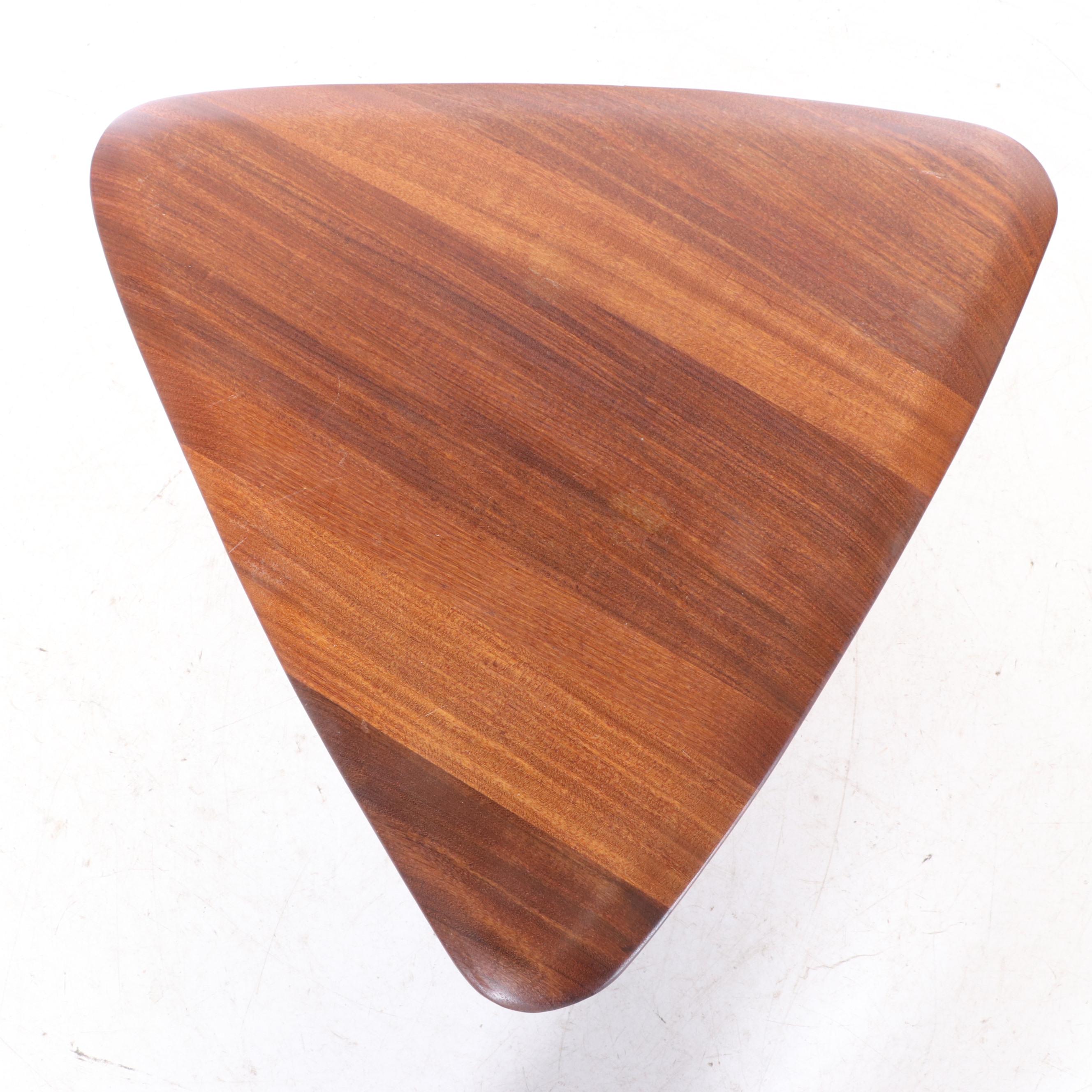 Mid Century Modern Walnut "Guitar Pick" Side Table