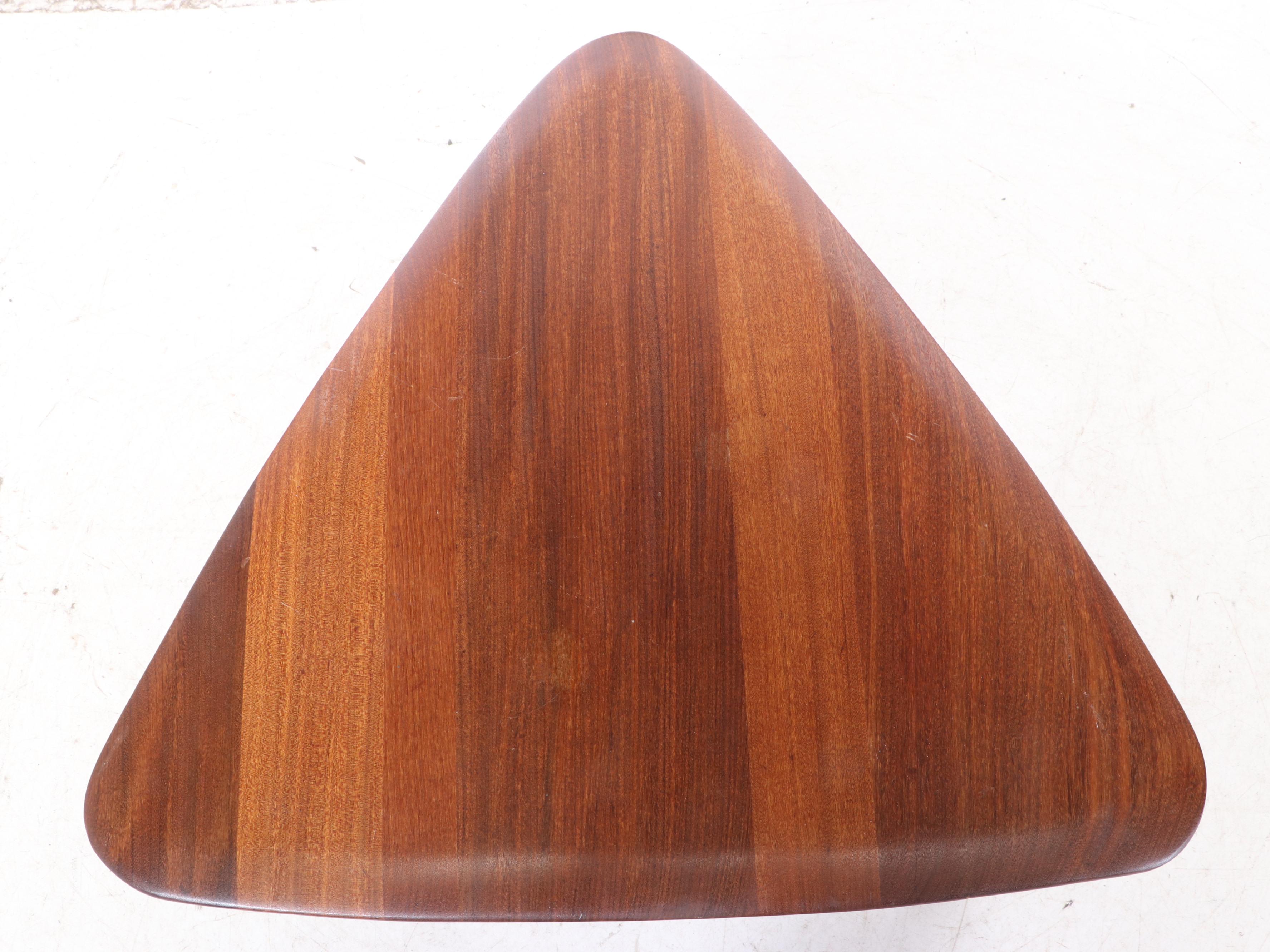 Mid Century Modern Walnut "Guitar Pick" Side Table