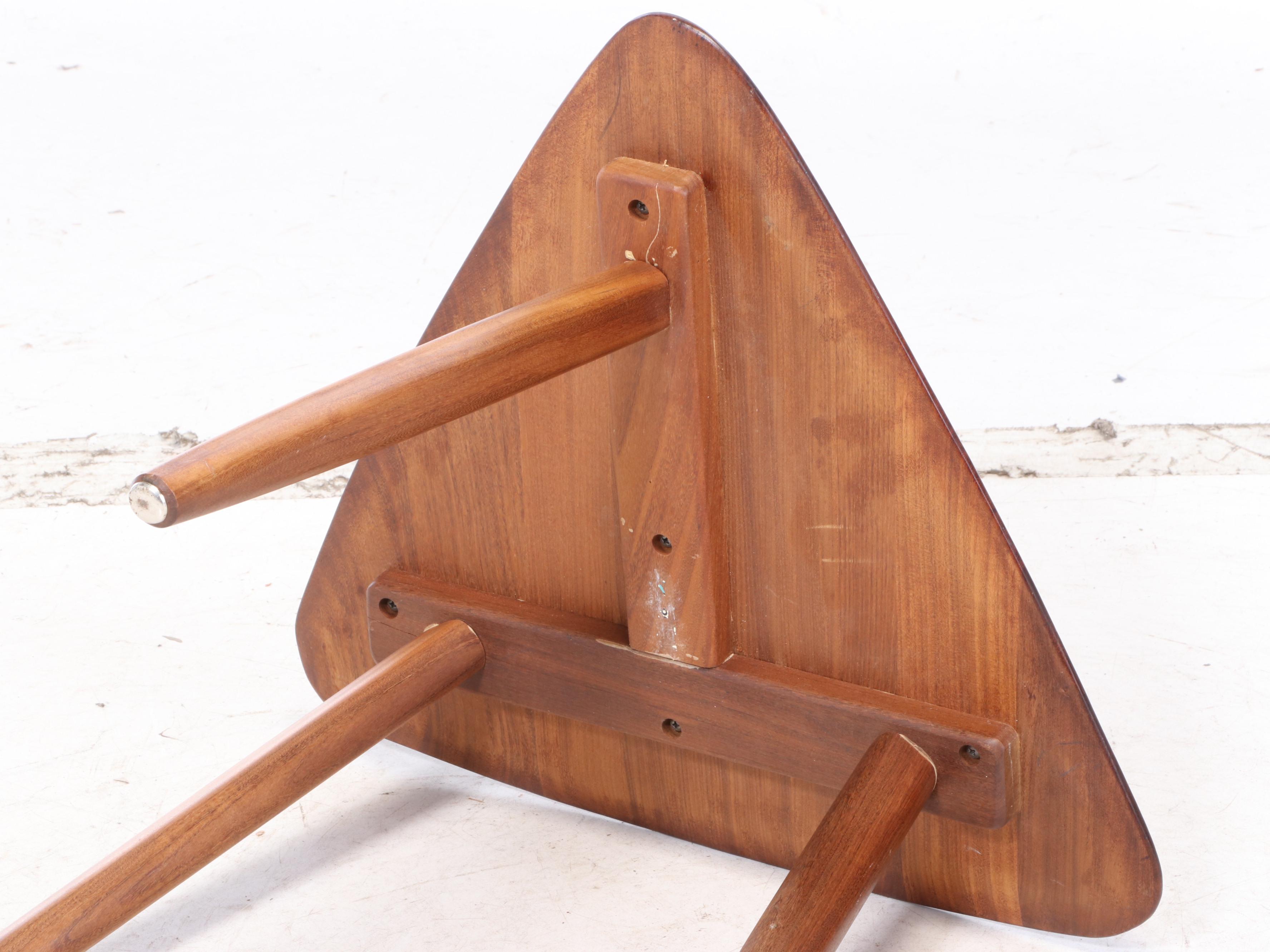 Mid Century Modern Walnut "Guitar Pick" Side Table