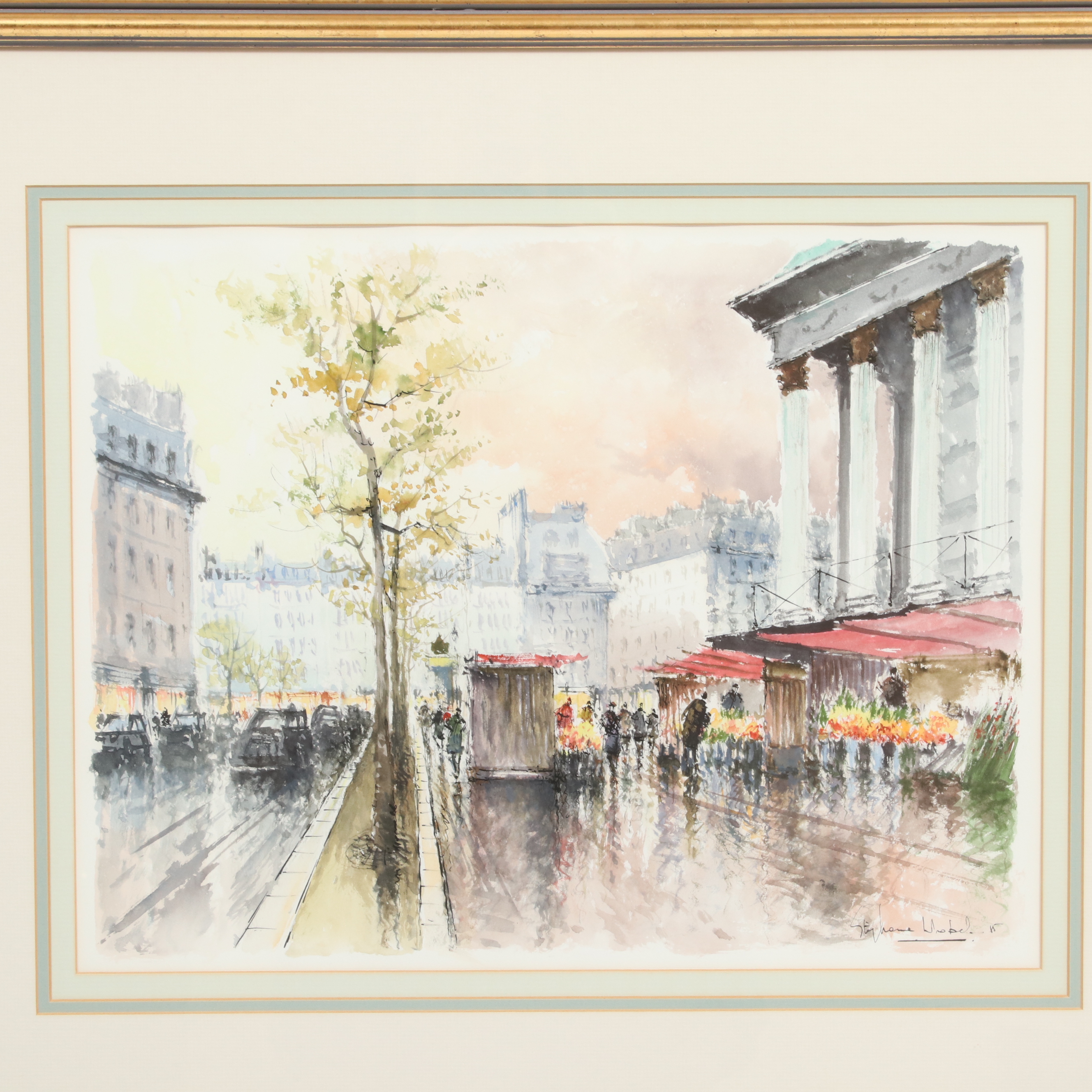 Stephane Wrobel European Street Scene Watercolor Painting