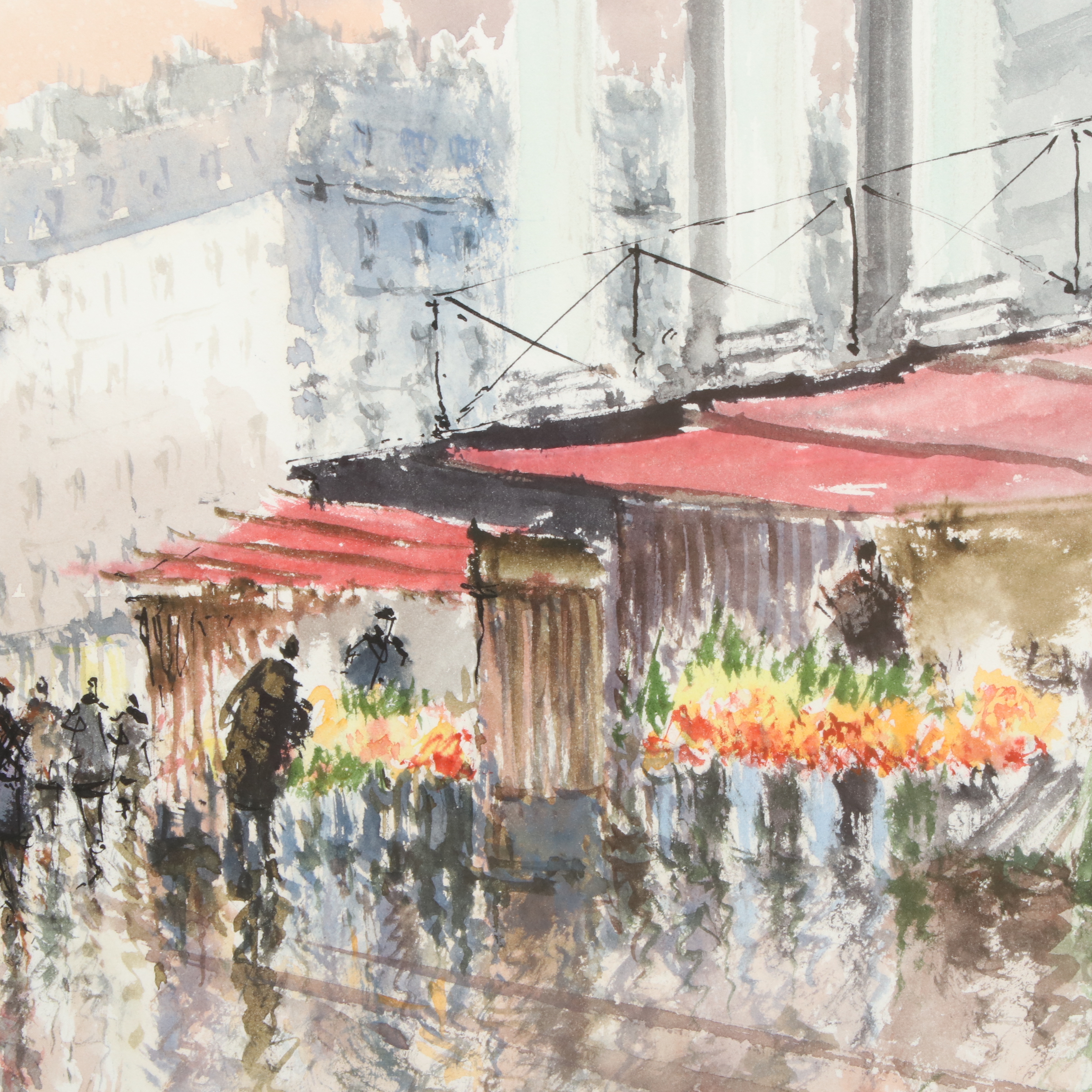 Stephane Wrobel European Street Scene Watercolor Painting