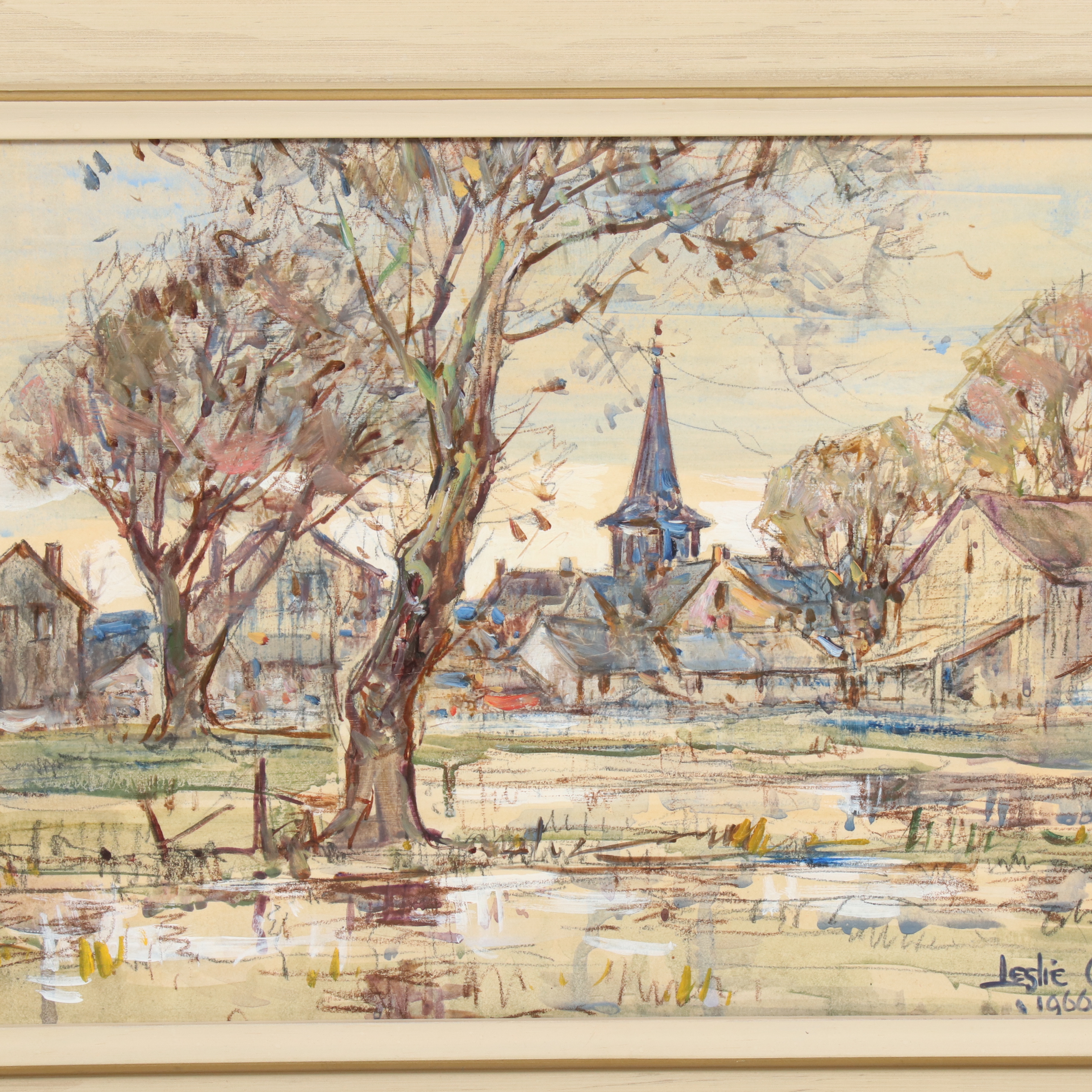 Leslie Cope Landscape Oil Painting, 1966