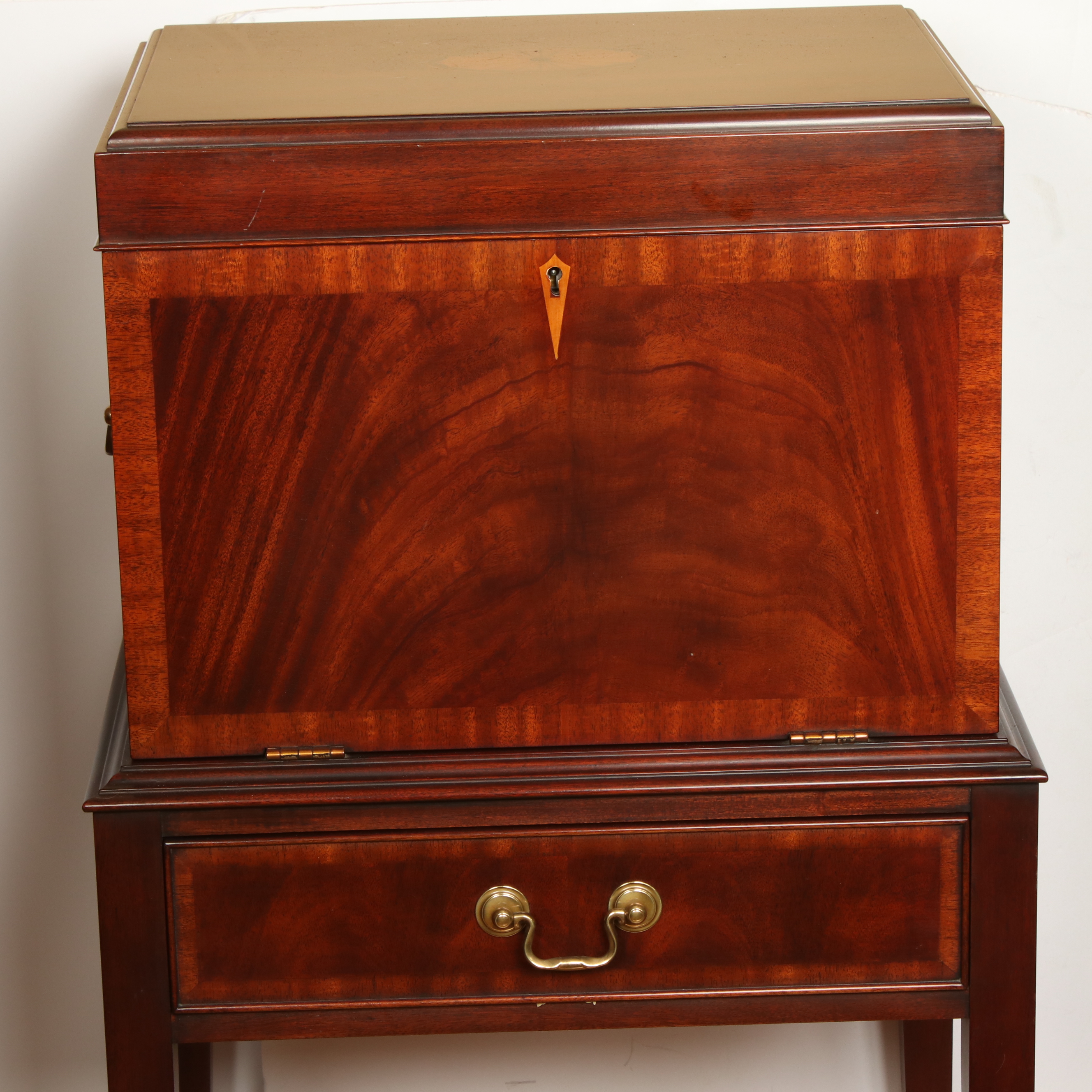 Henkel-Harris Federal Style Inlaid Mahogany Standing Silver Chest