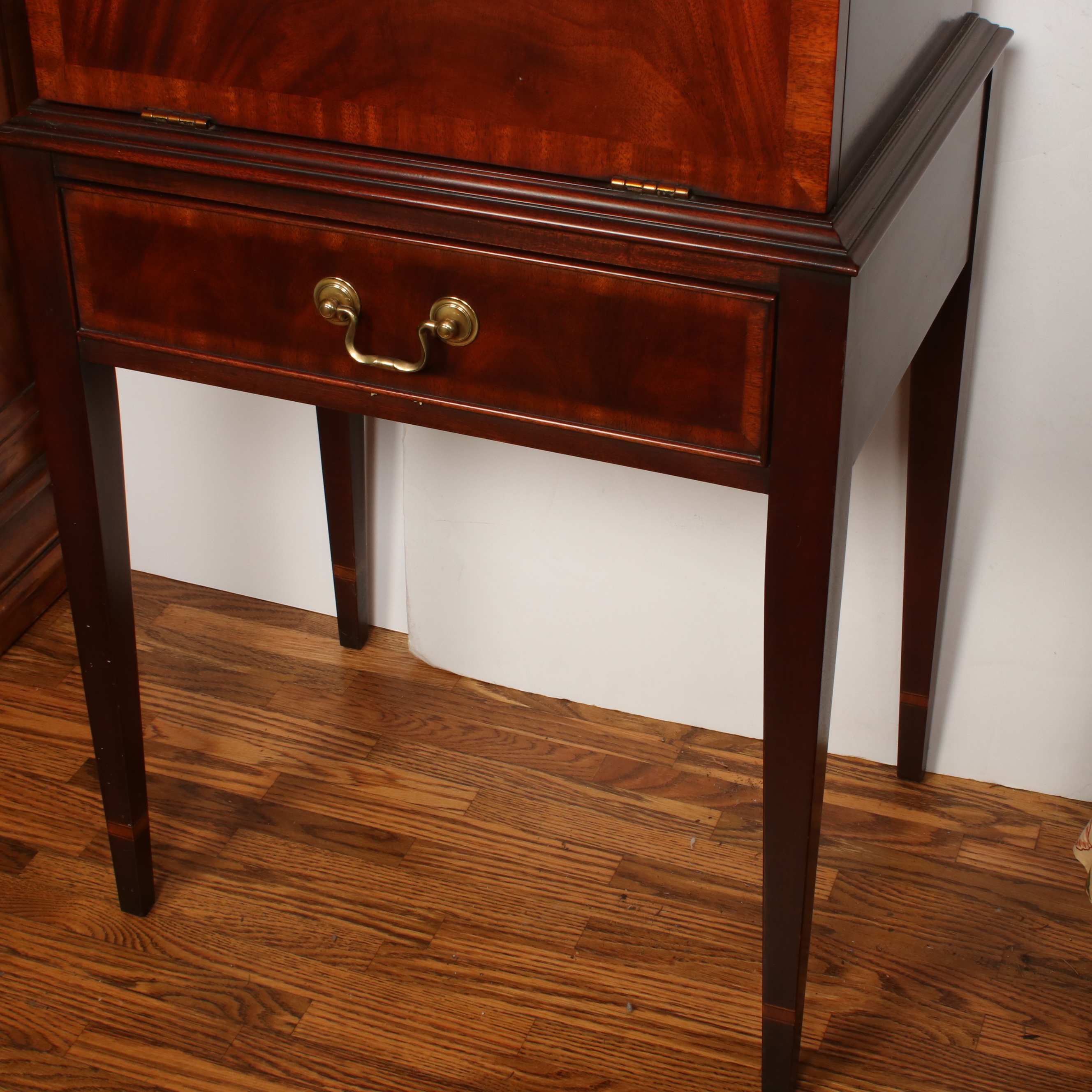 Henkel-Harris Federal Style Inlaid Mahogany Standing Silver Chest