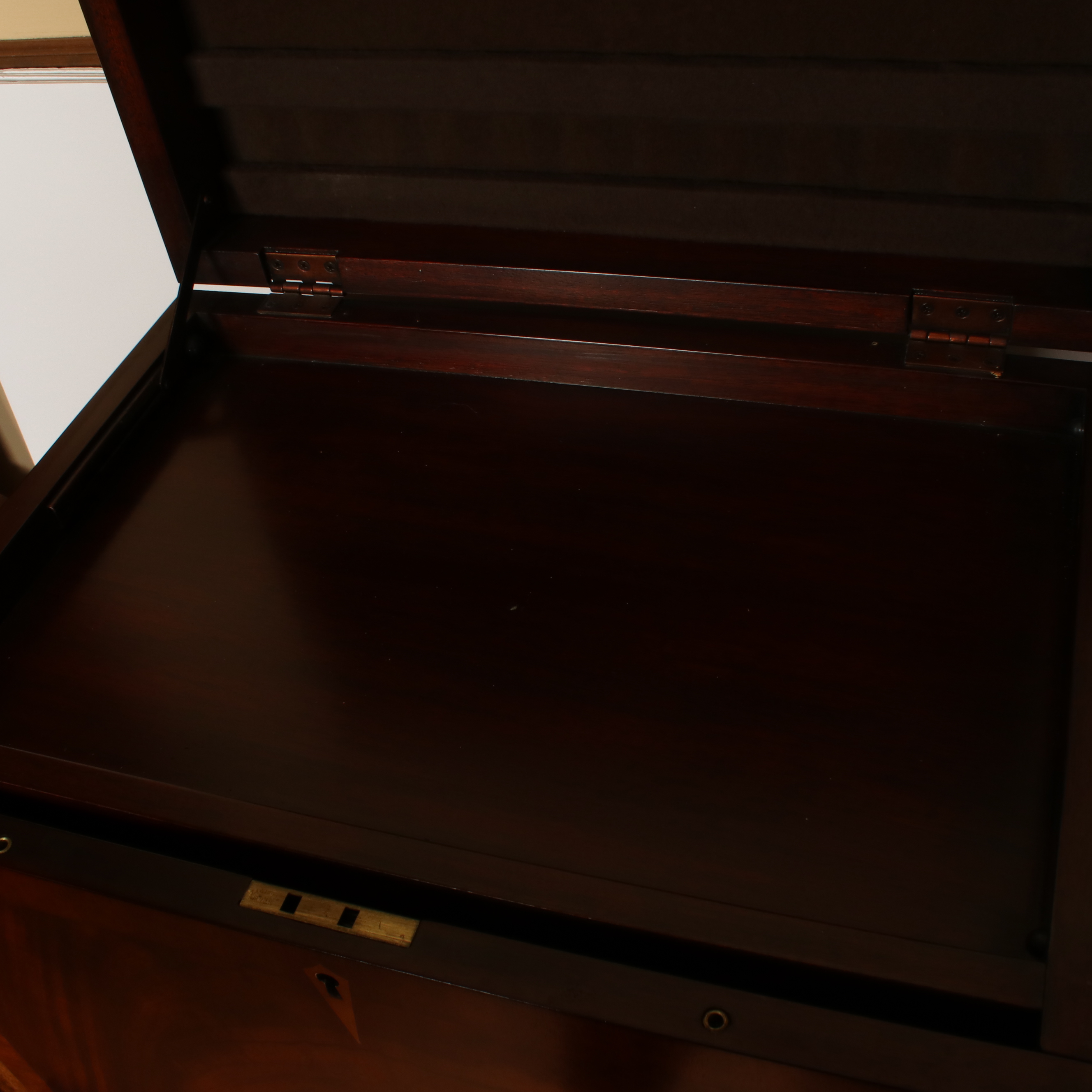 Henkel-Harris Federal Style Inlaid Mahogany Standing Silver Chest