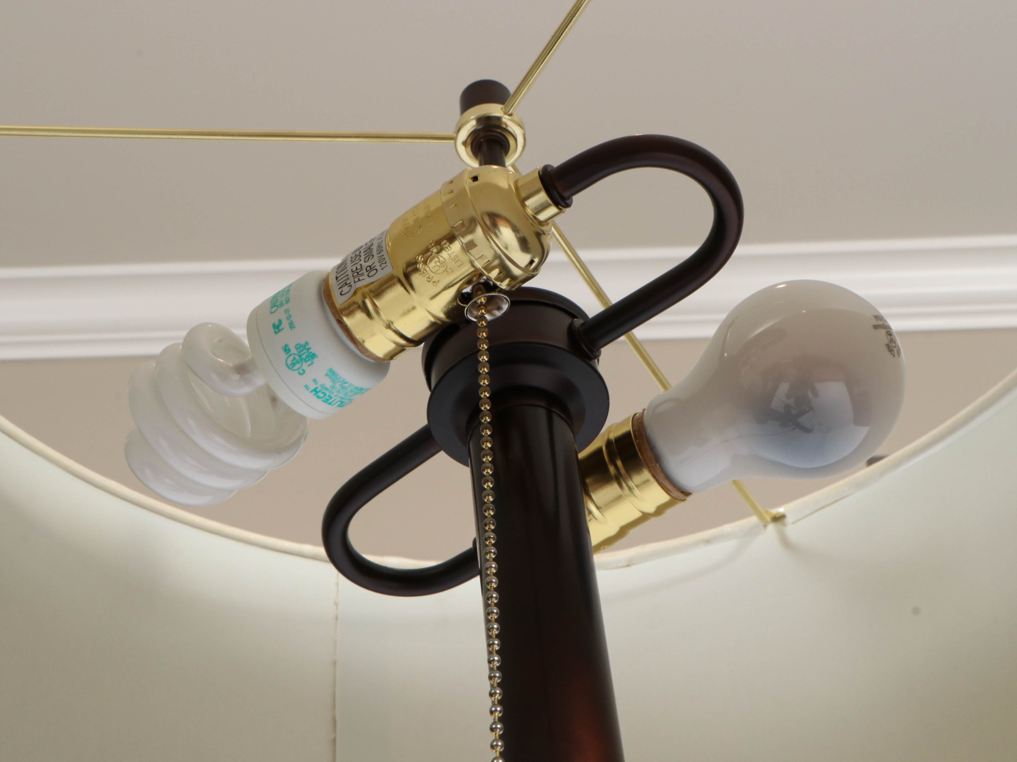 Industrial Style Metal Floor Lamp with Linen Drum Shade