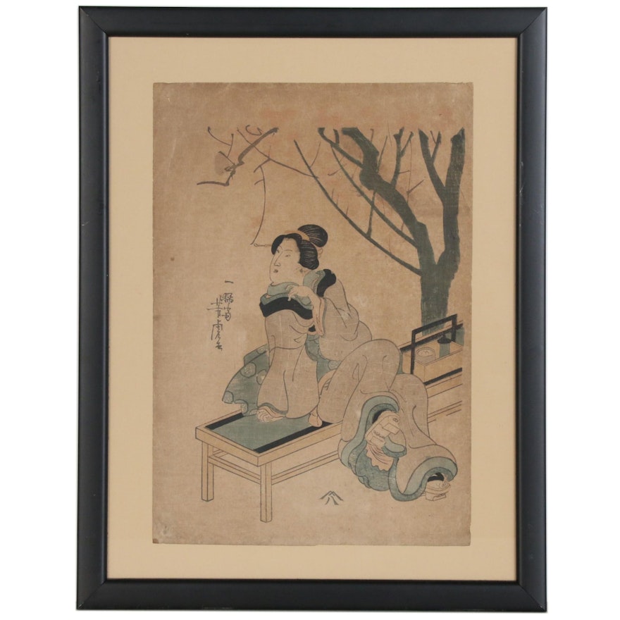 Utagawa Yoshitora Ukiyo-e Woodblock of Woman, Mid to Late 19th Century